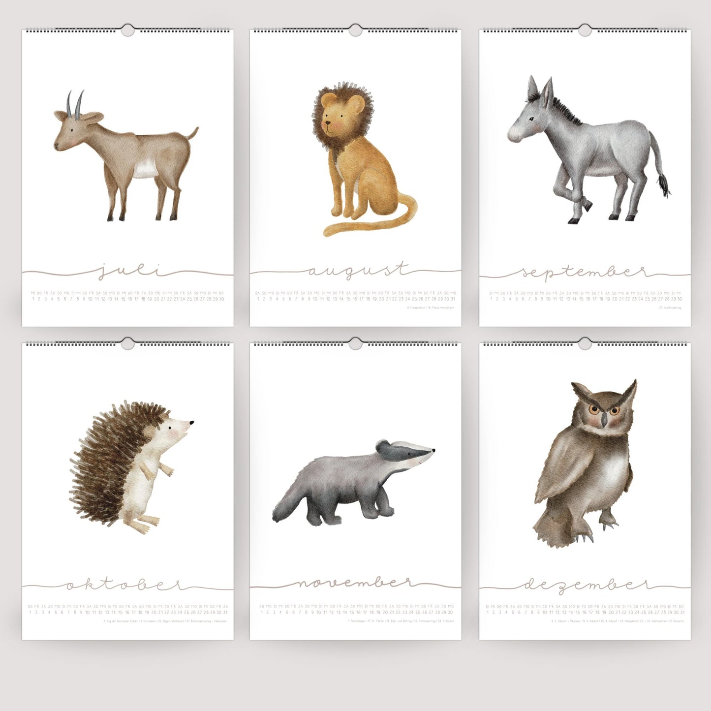 Posterkalender 2026 "Tiere"