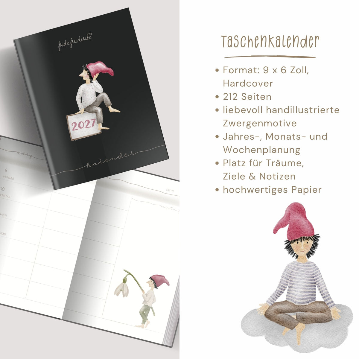 Taschenkalender 2027 „Zwerge“ – Wochenplaner & Terminplaner