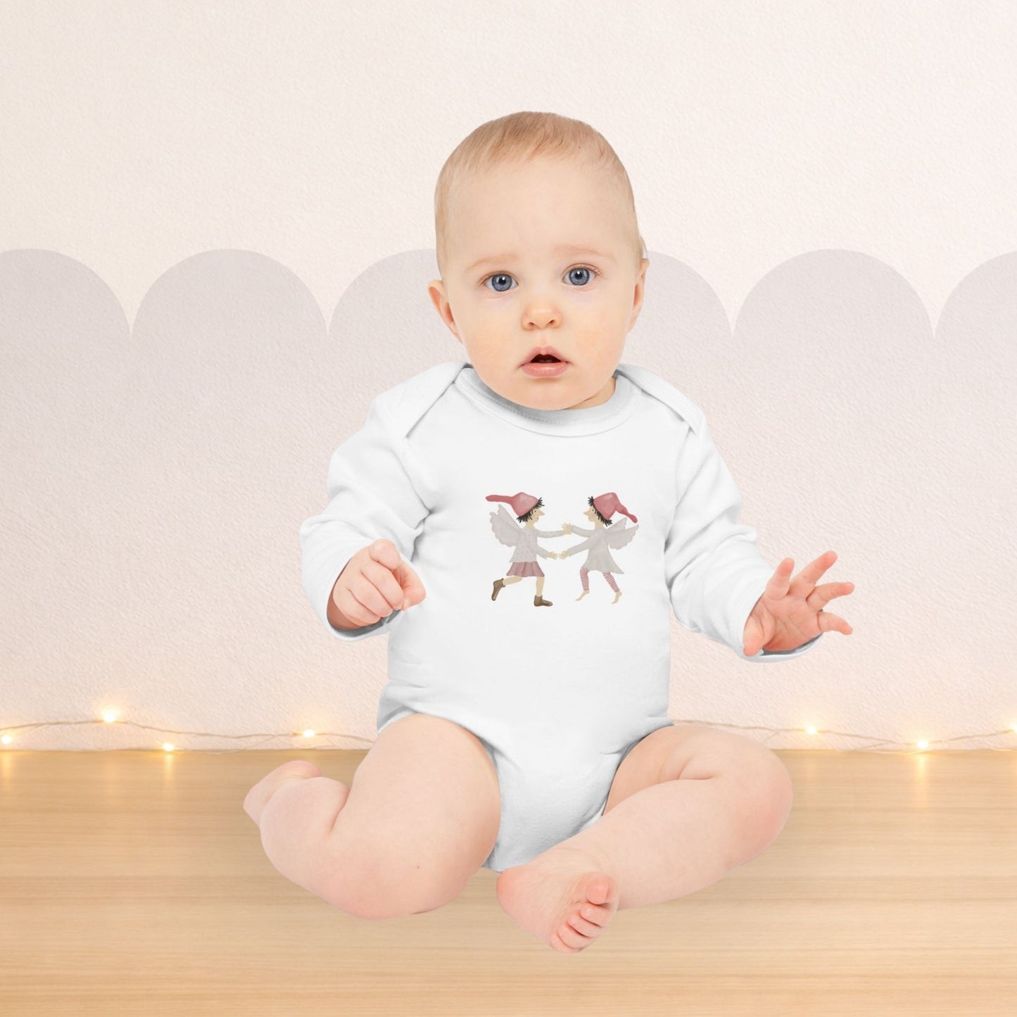 Bio Babybody Langarm "tanzende Weihnachtselfen"