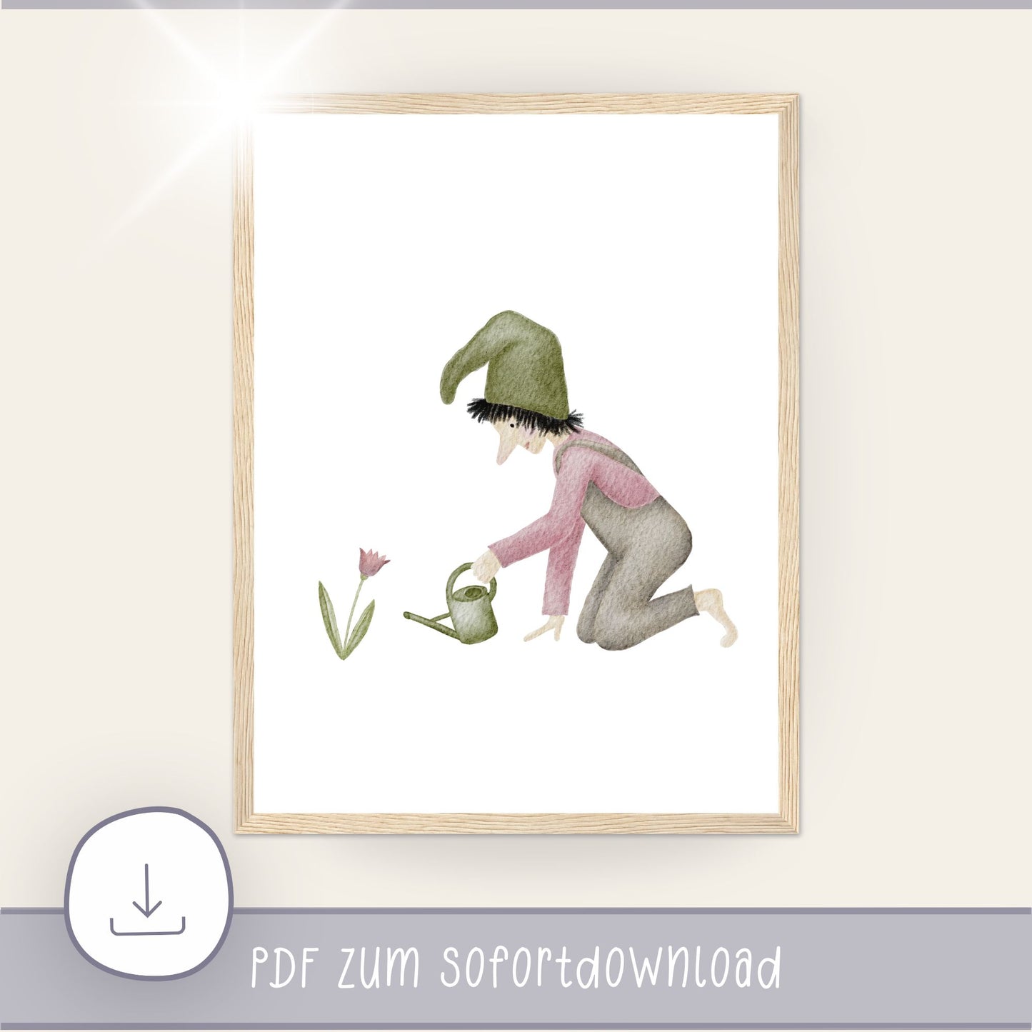 Poster "Zwerg mit Gießkanne"