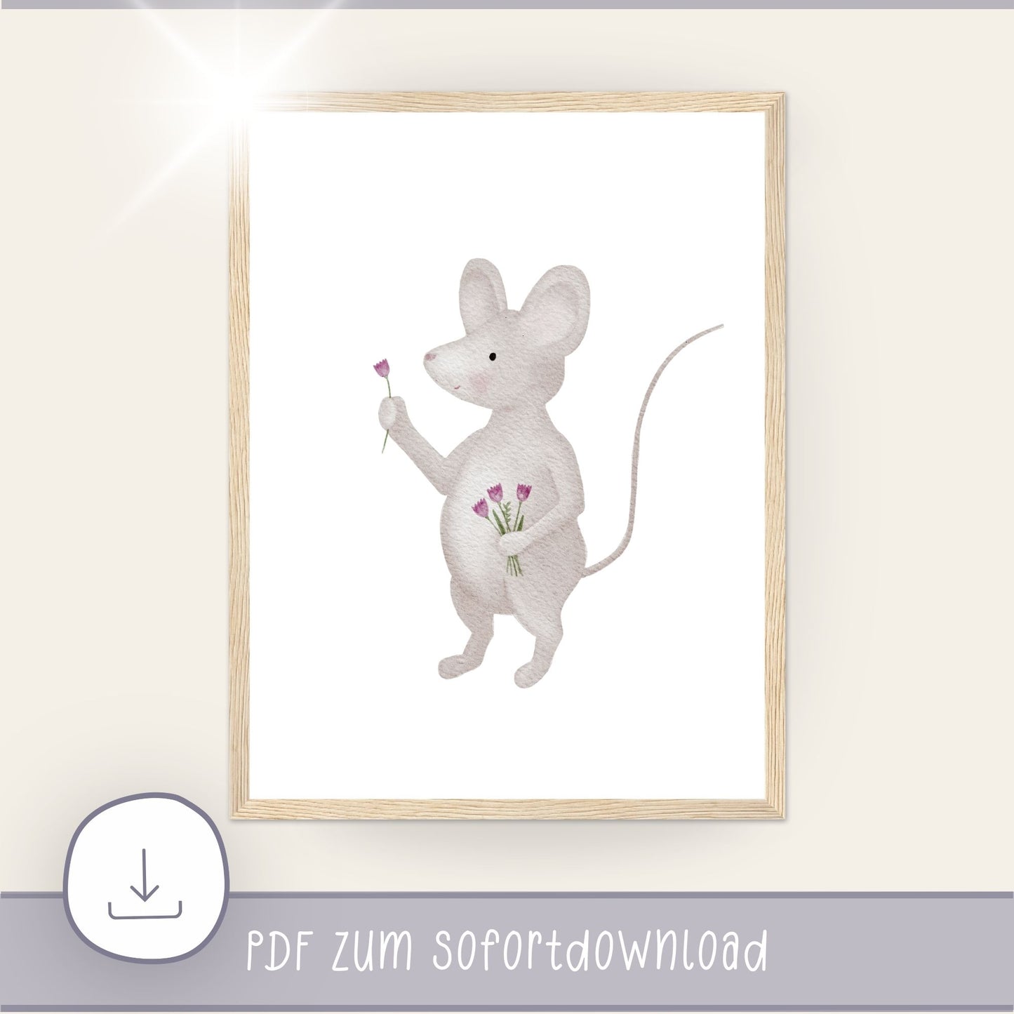 Poster "Maus mit Blumenstrauß"