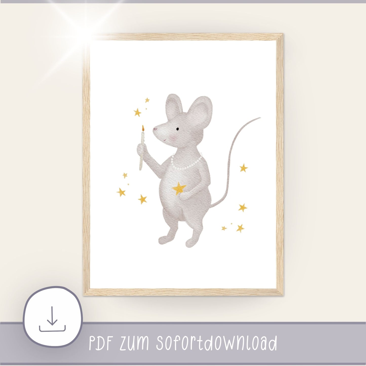 Poster "kleine Maus mit Sternen"