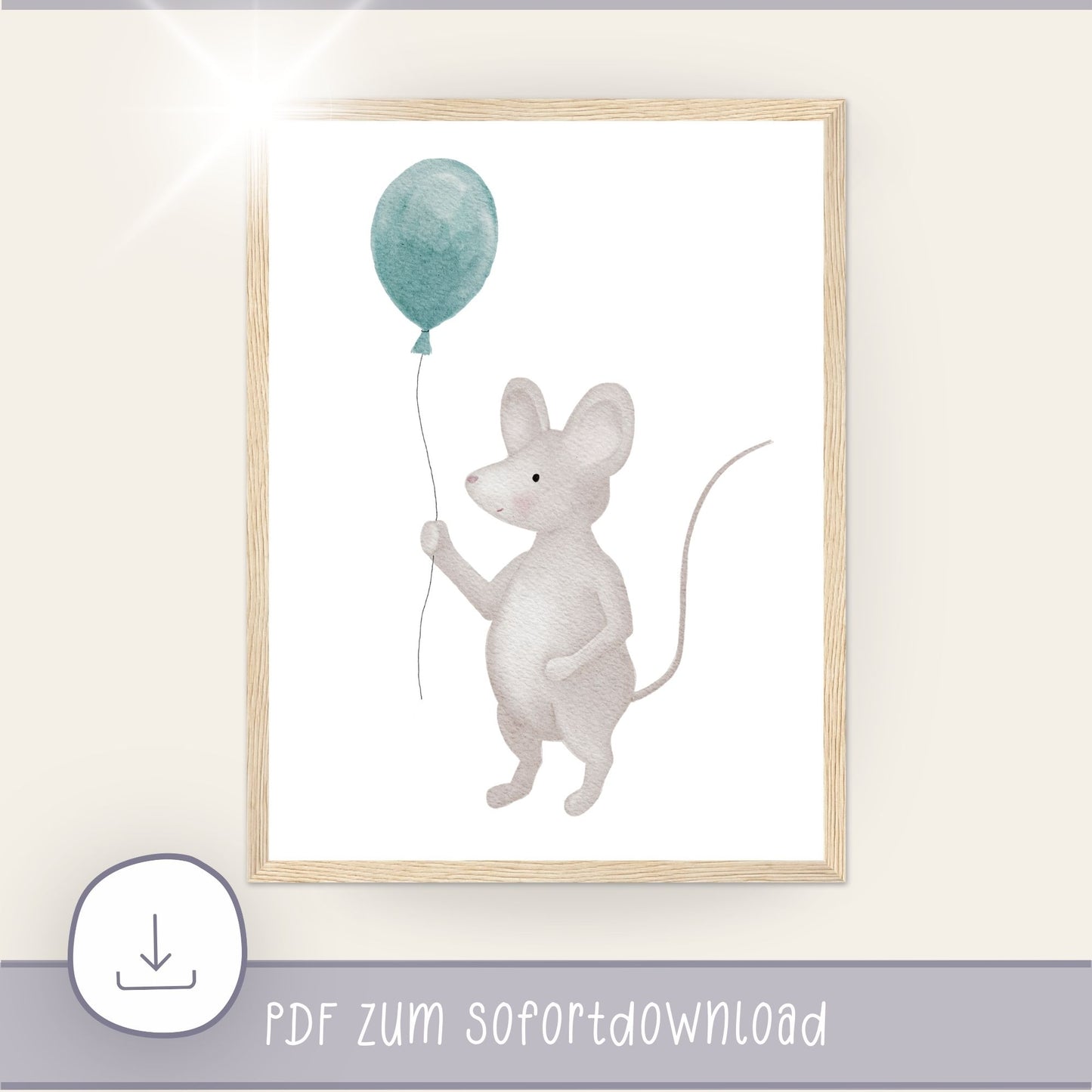 Poster "kleine Maus mit Luftballon"