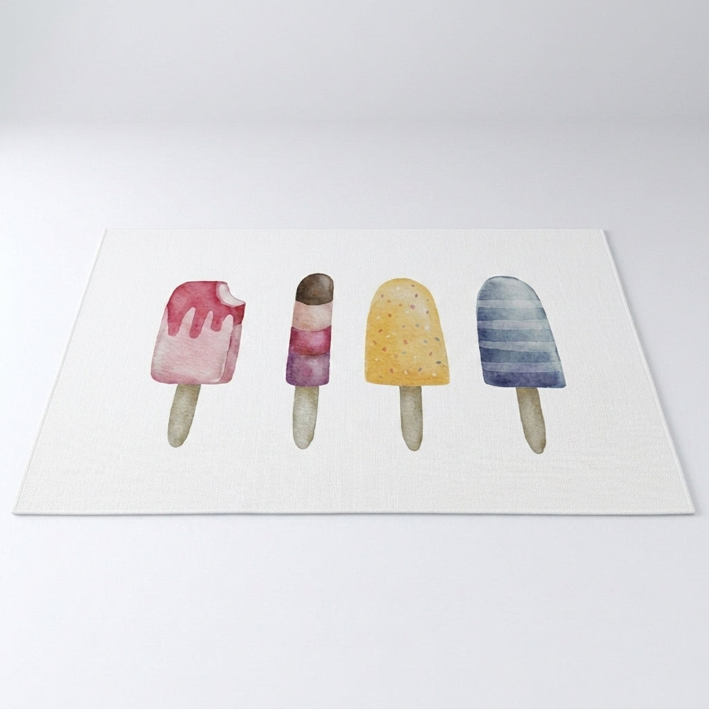 Outdoor Teppich "Eis am Stiel", weiß