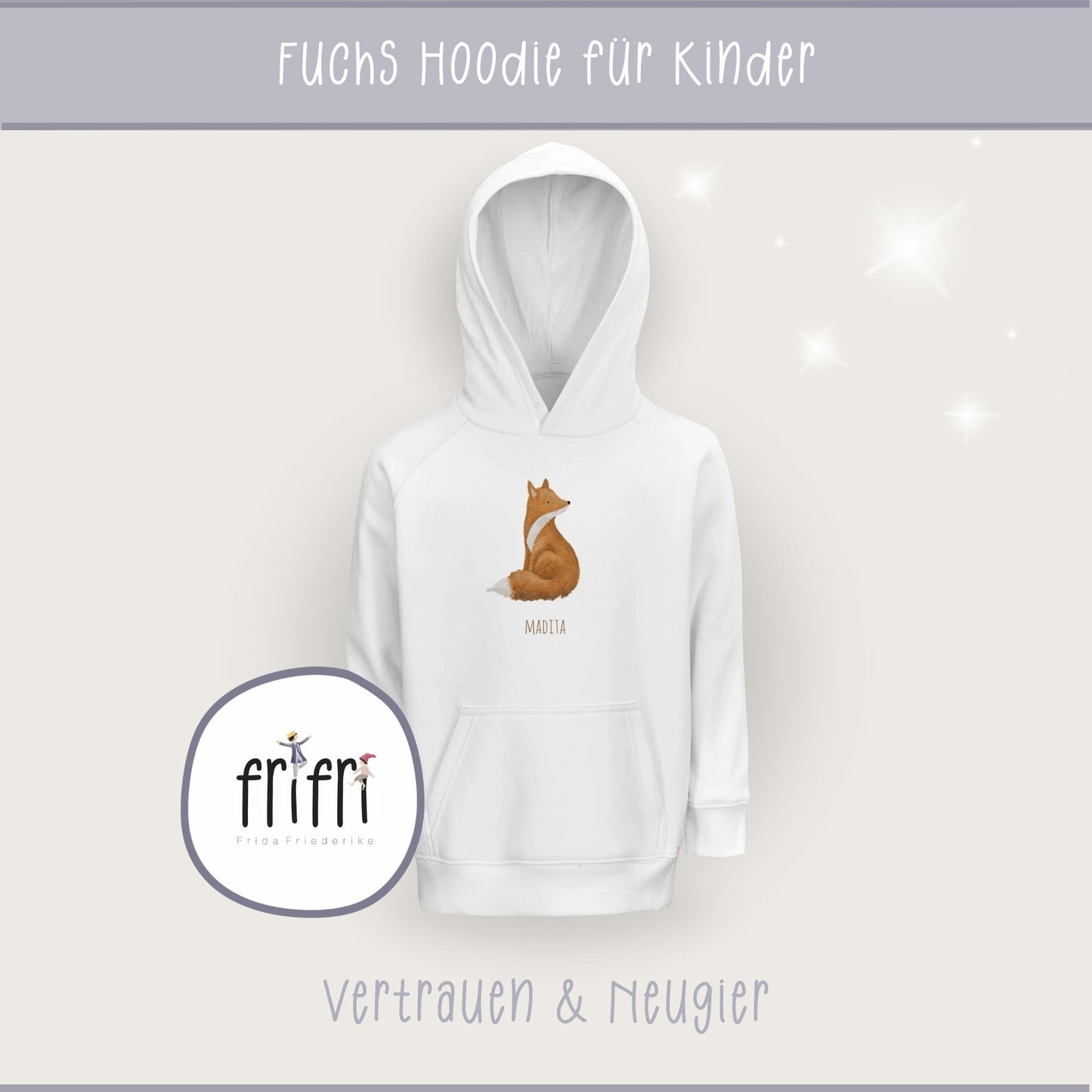 Hoodie für Kinder "kluger Fuchs" | personalisierbar