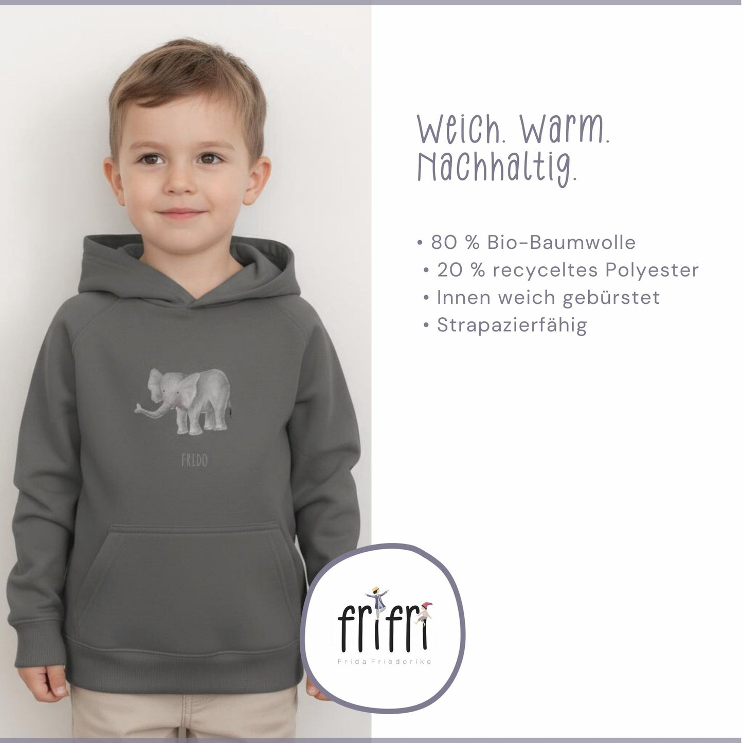 Hoodie für Kinder "treuer Elefant" | personalisierbar