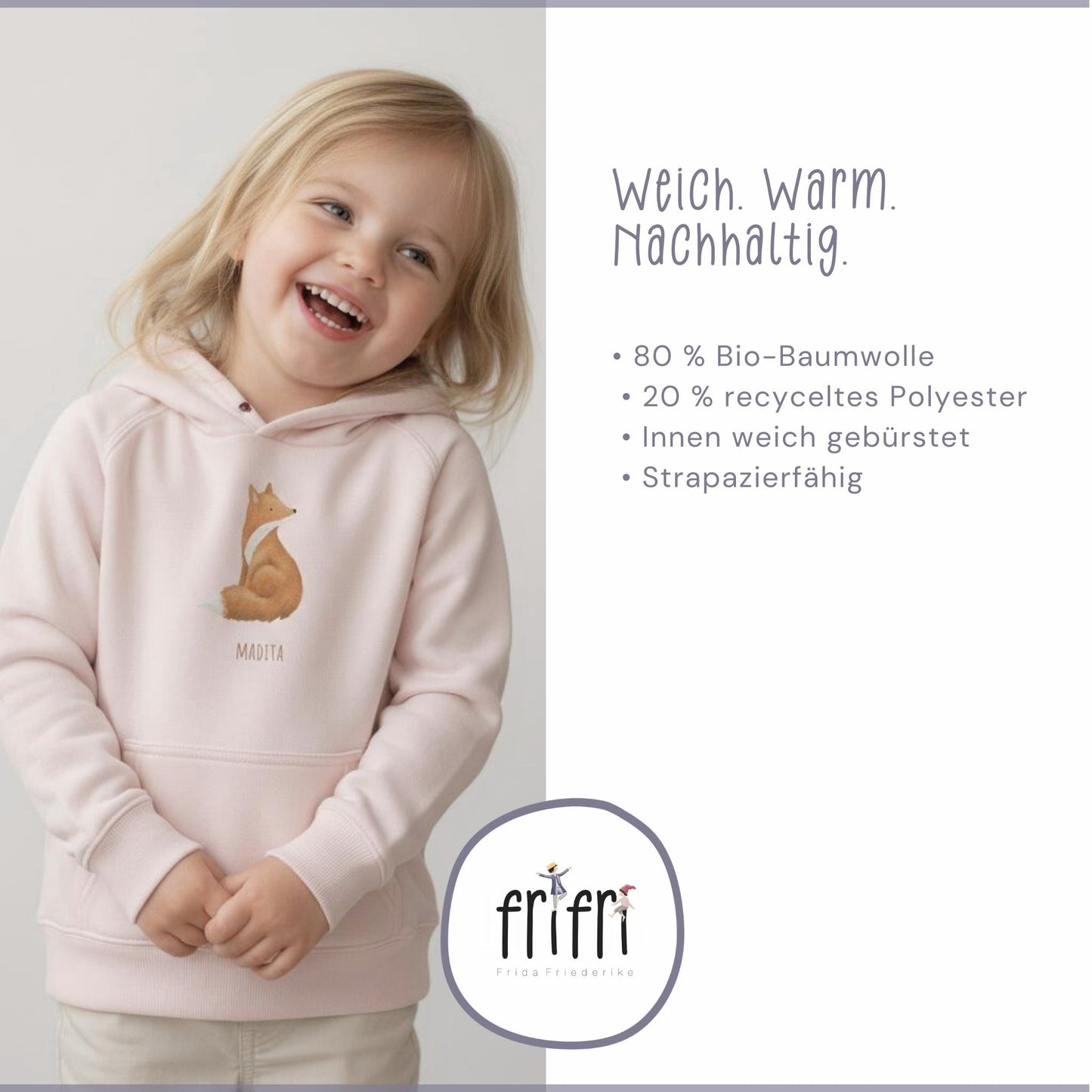 Hoodie für Kinder "kluger Fuchs" | personalisierbar