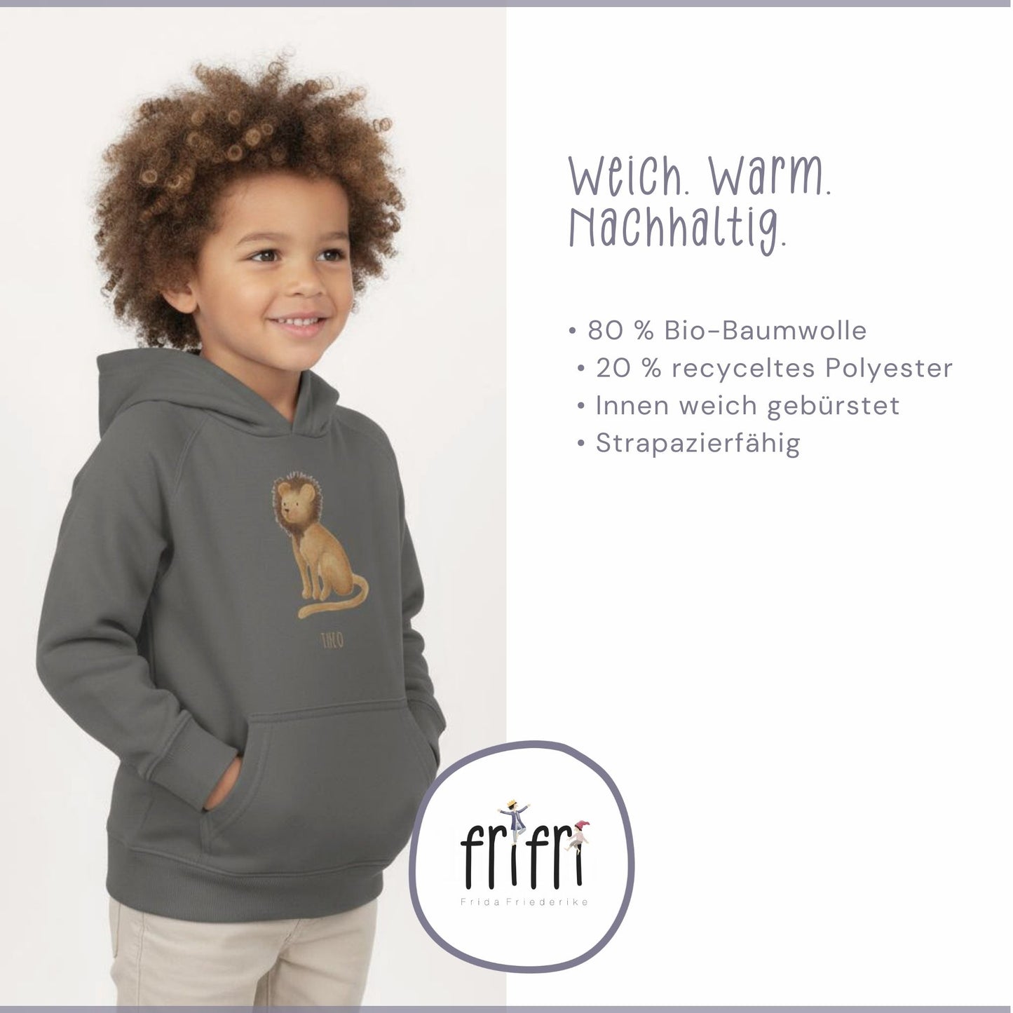 Hoodie für Kinder "mutiger Löwe" | personalisierbar