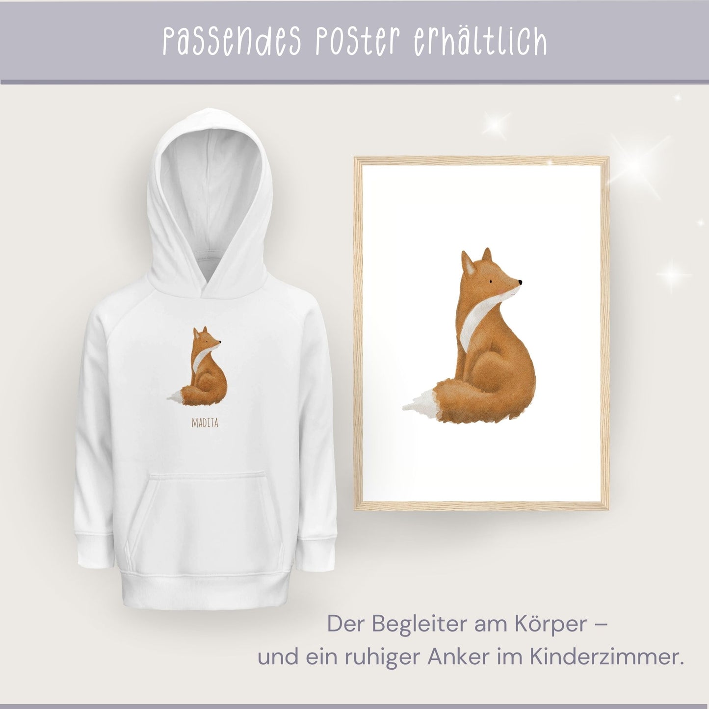 Hoodie für Kinder "kluger Fuchs" | personalisierbar