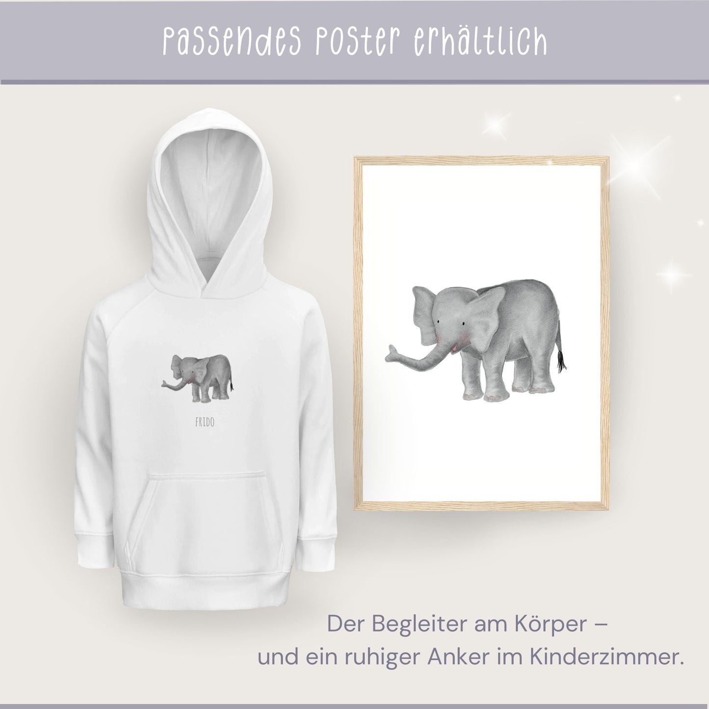 Hoodie für Kinder "treuer Elefant" | personalisierbar