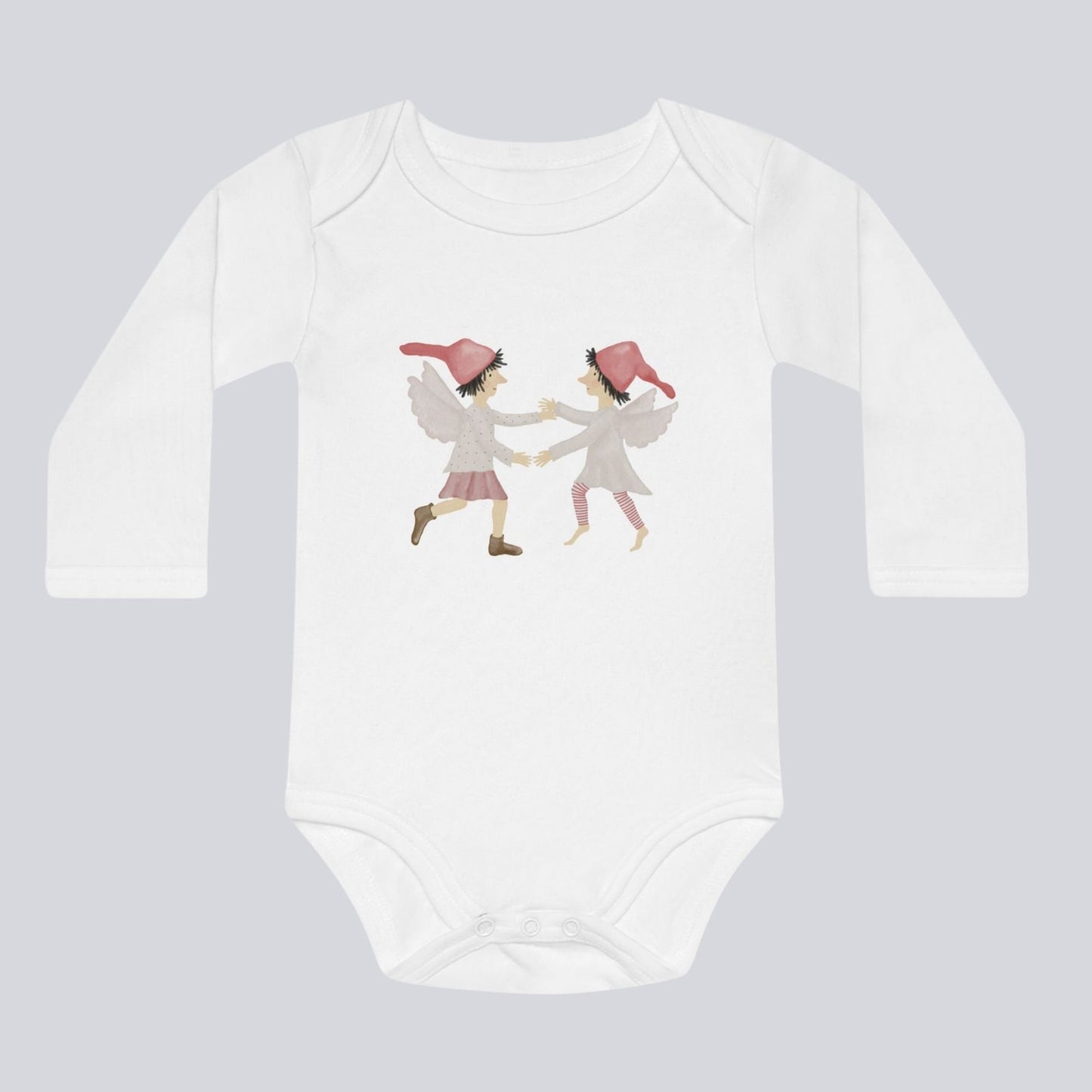 Bio Babybody Langarm "tanzende Weihnachtselfen"