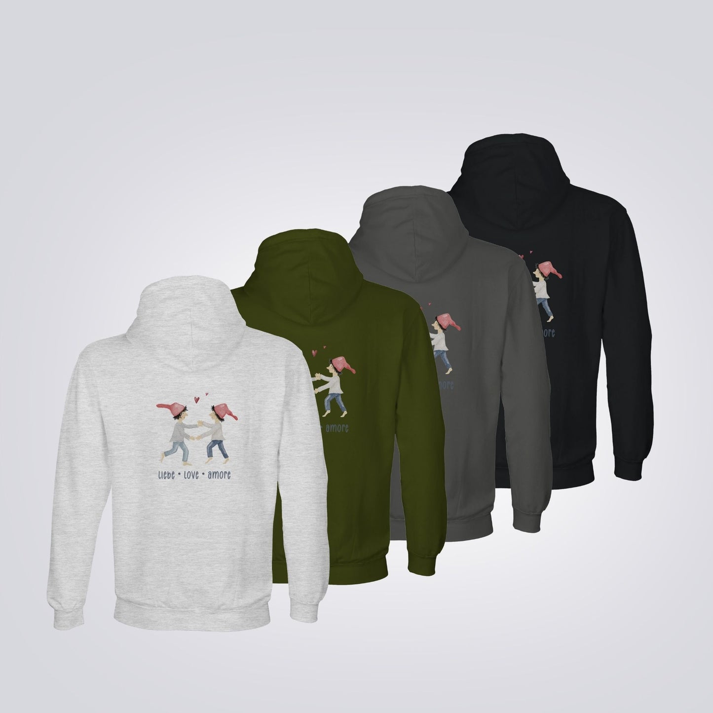 Hoodie "Liebe Love Amore" mit Zwergen