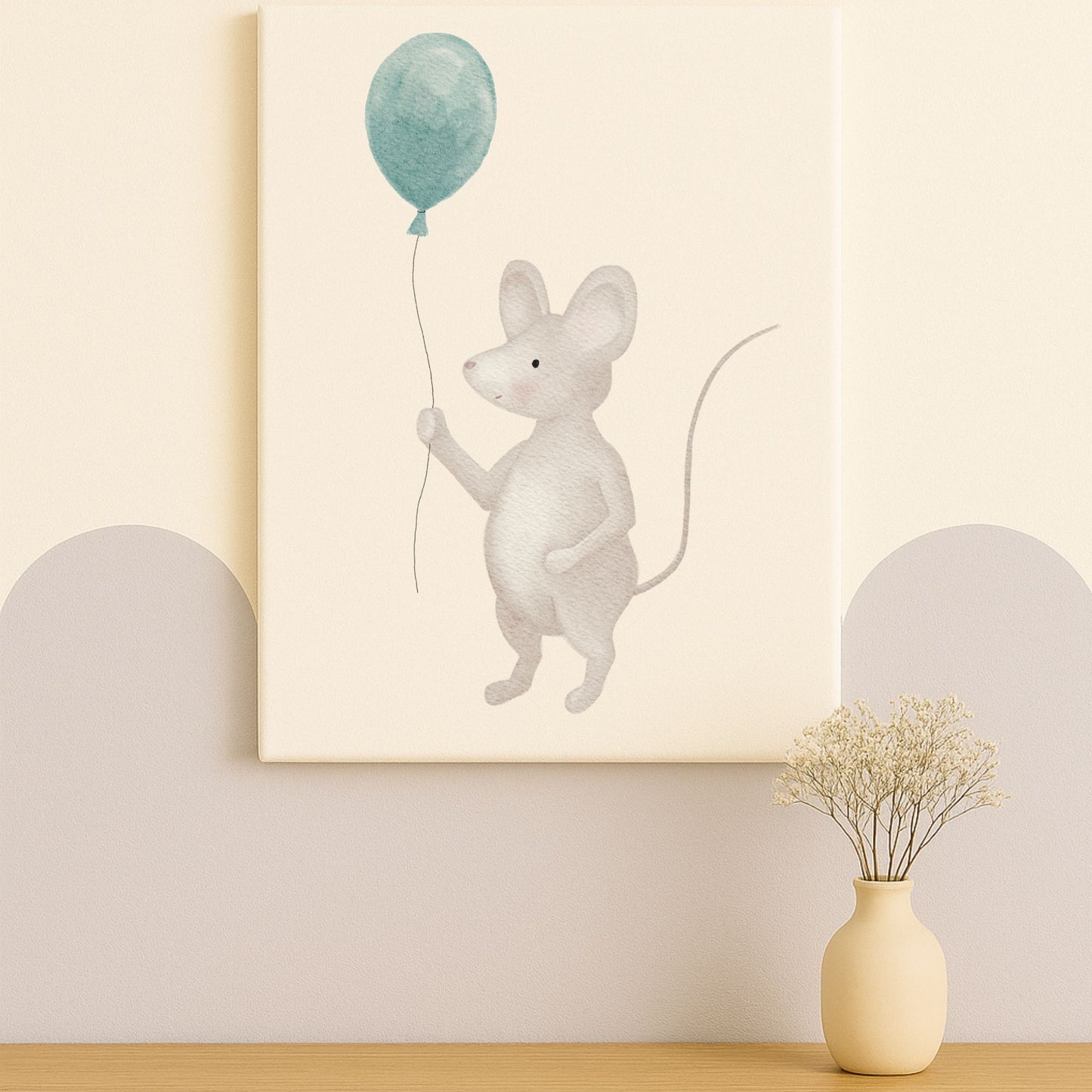 Leinwand "kleine Maus mit Luftballon"
