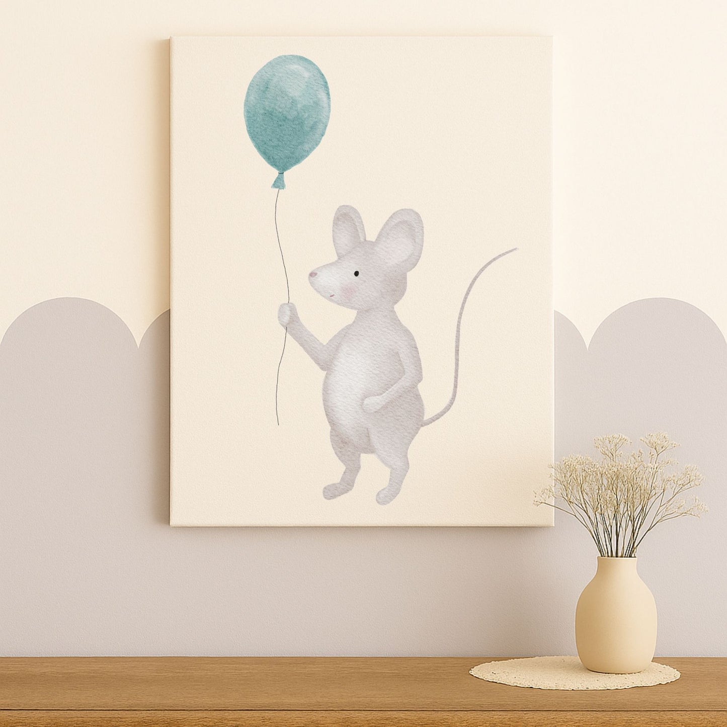 Leinwand "kleine Maus mit Luftballon"