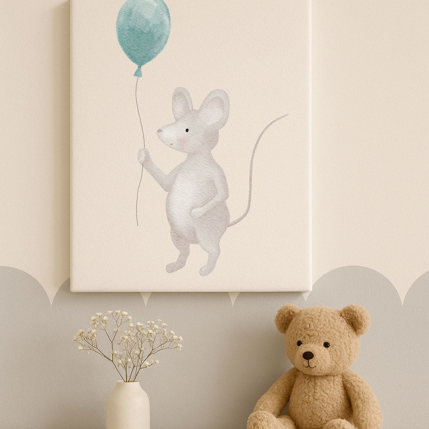 Leinwand "kleine Maus mit Luftballon"