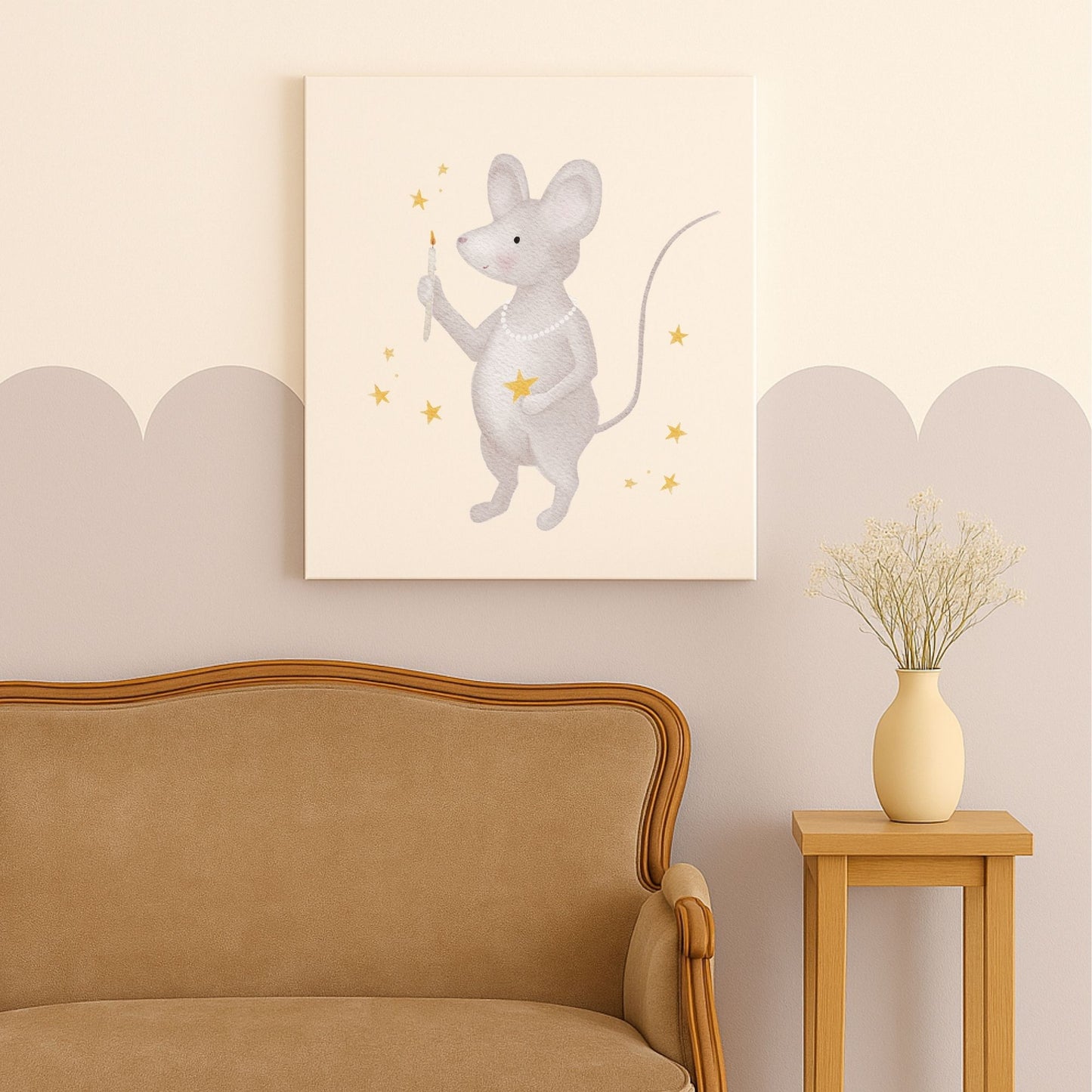 Leinwand "kleine Maus mit Sternen"