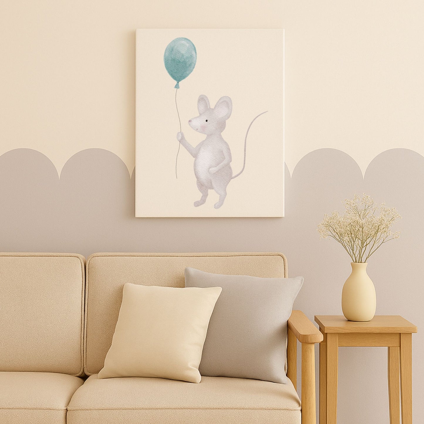 Leinwand "kleine Maus mit Luftballon"
