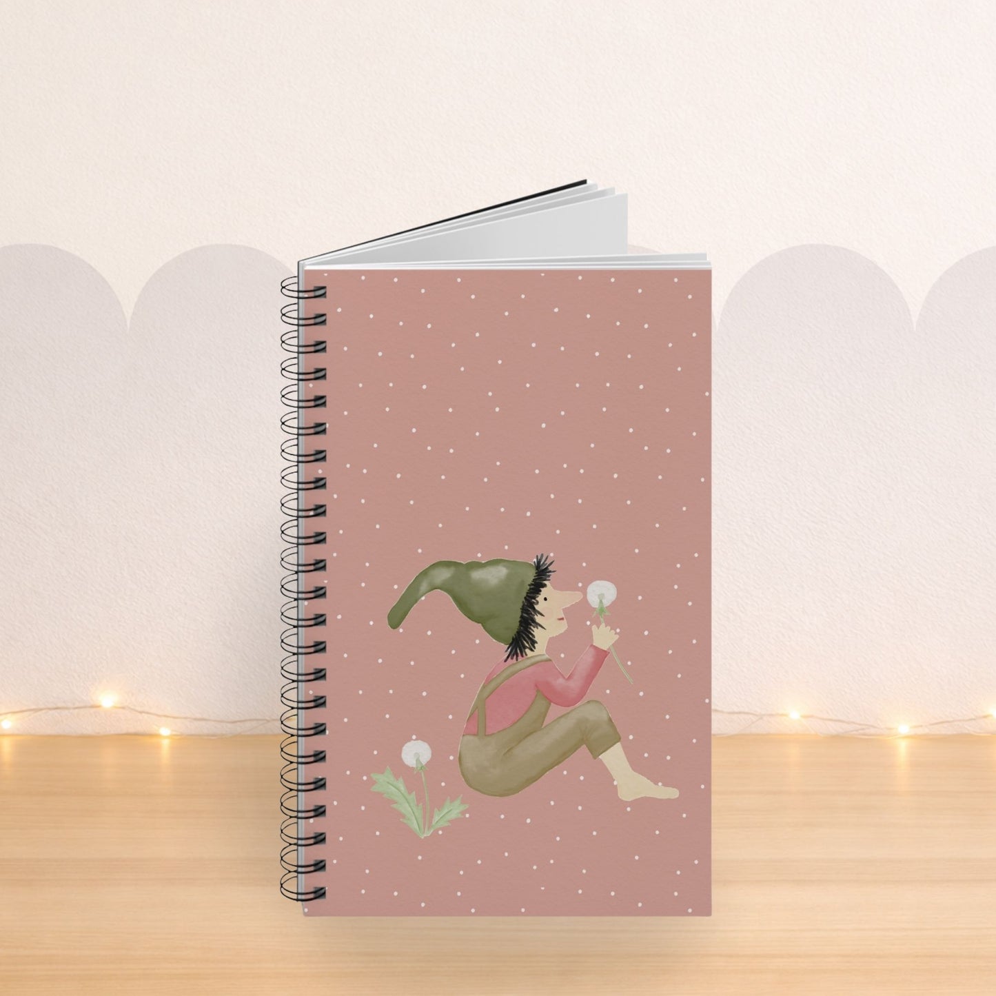 Spiralnotizbuch "Pusteblumen-Zwerg" altrosa