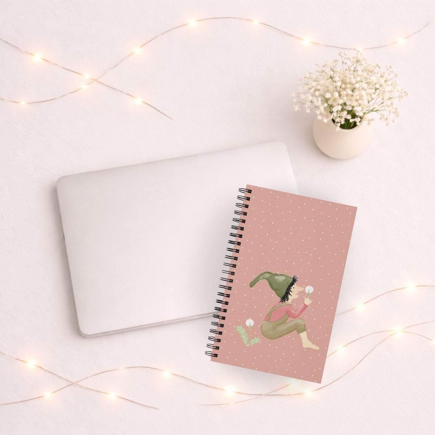 Spiralnotizbuch "Pusteblumen-Zwerg" altrosa
