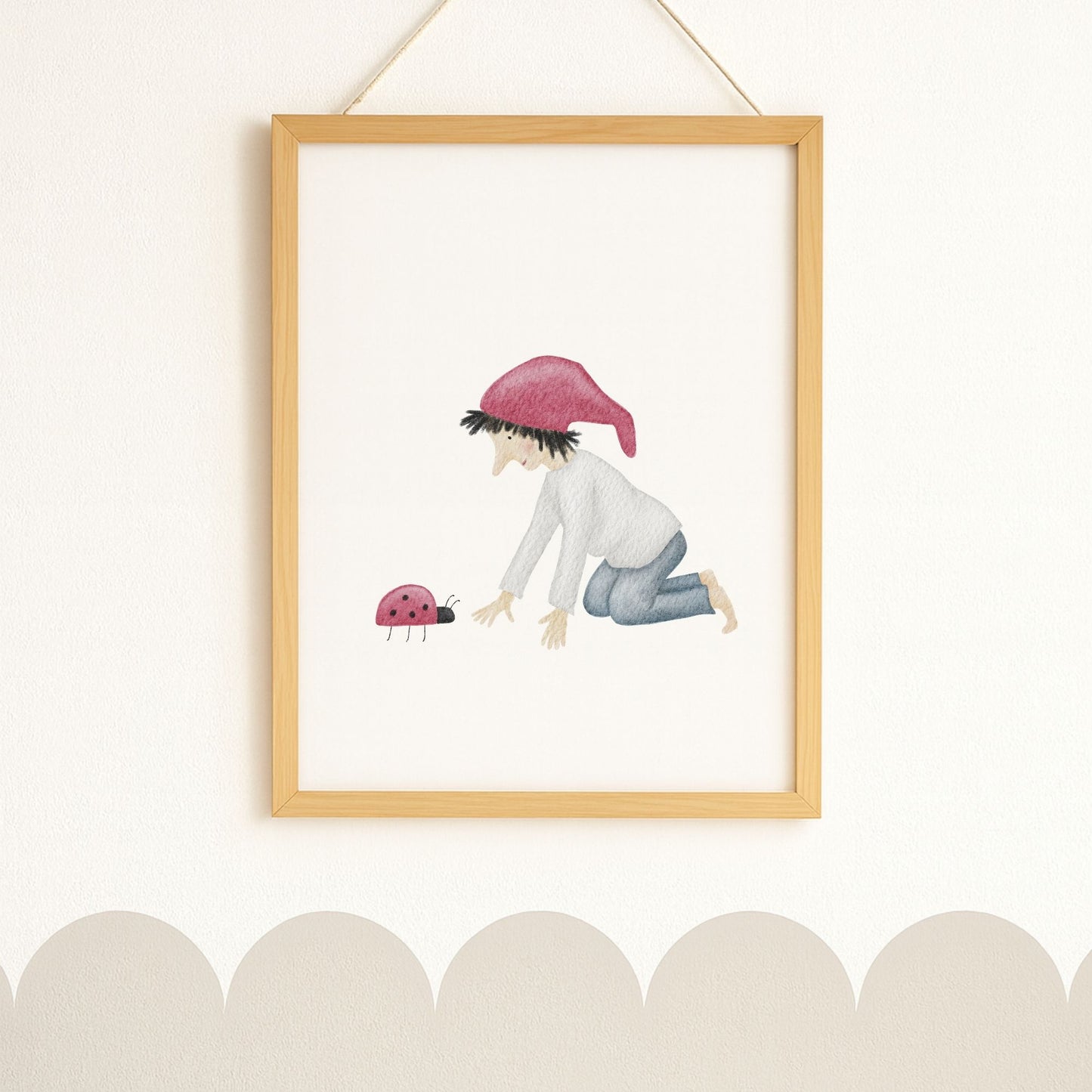 Poster "Glückszwerg mit Marienkäfer"