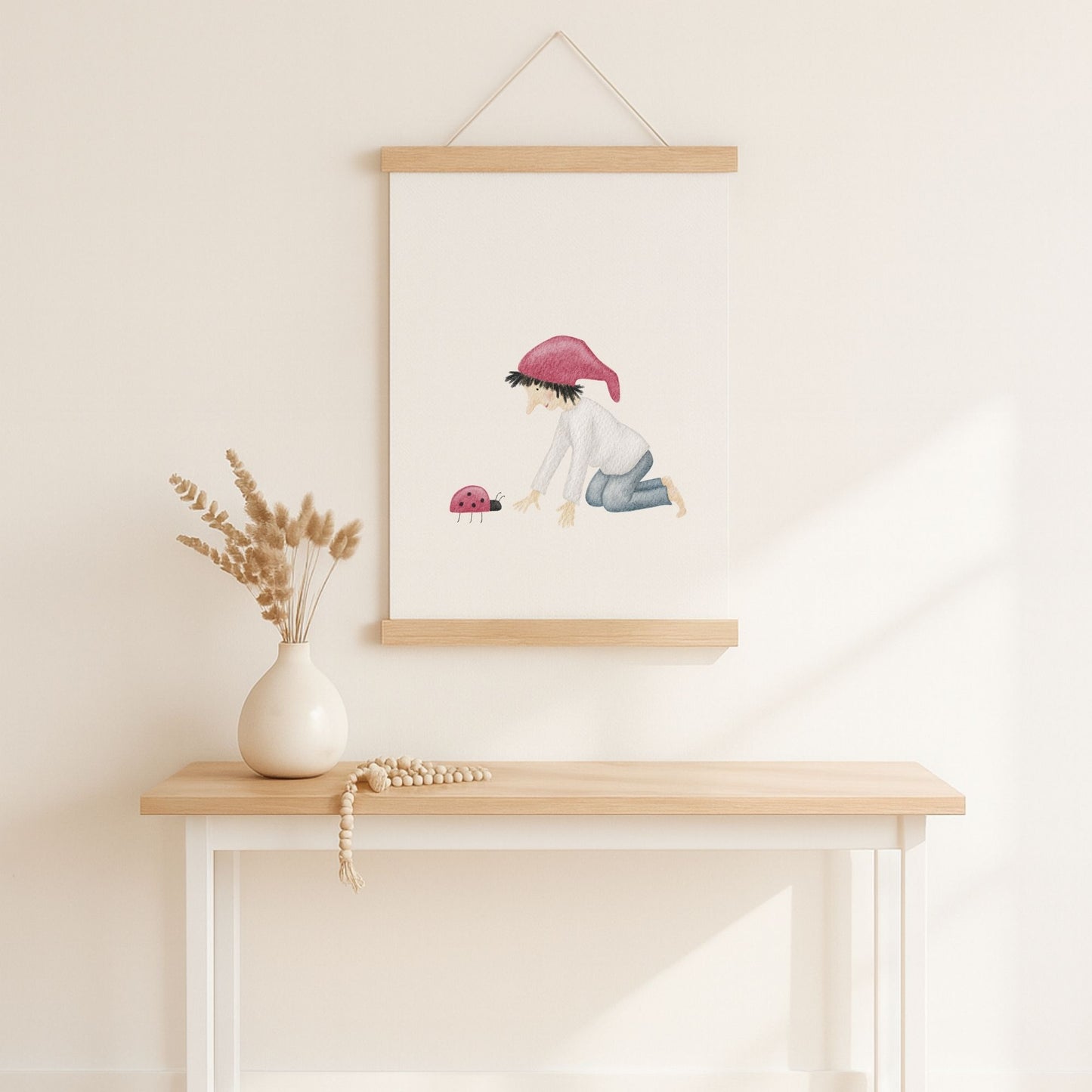 Poster "Glückszwerg mit Marienkäfer"