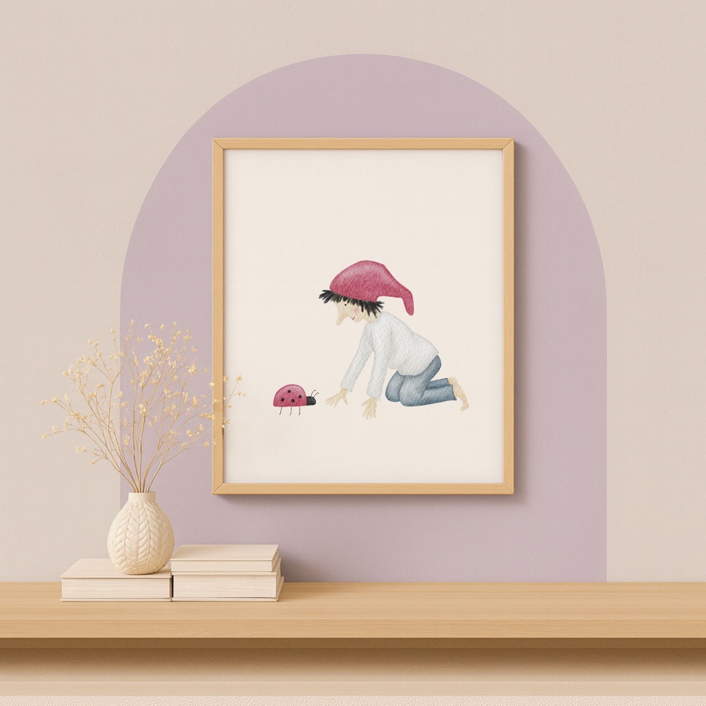 Poster "Glückszwerg mit Marienkäfer"