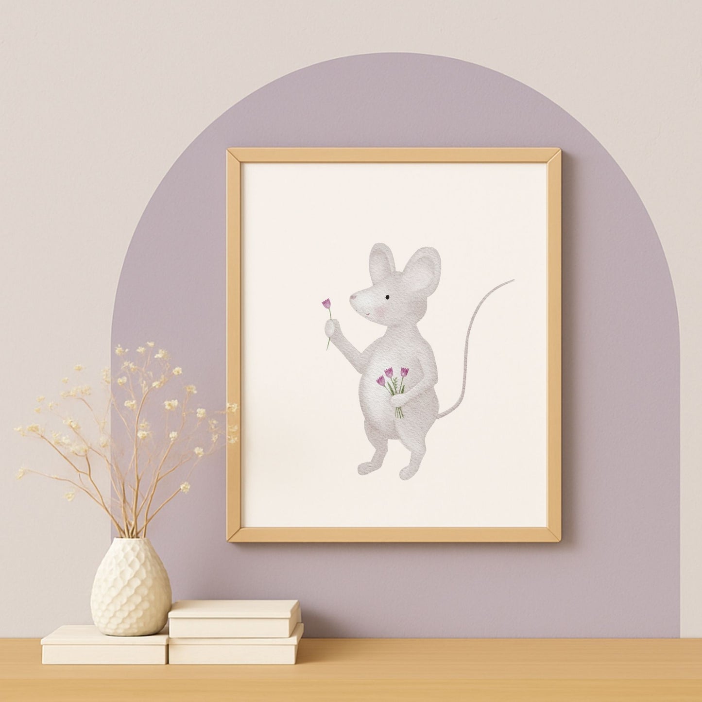 Poster "Maus mit Blumenstrauß"