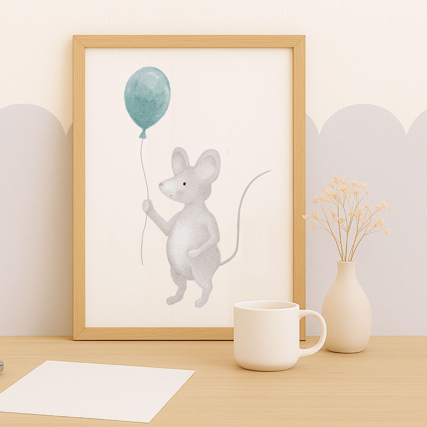 Poster "kleine Maus mit Luftballon"