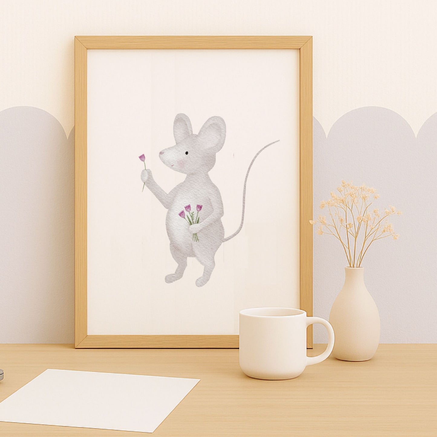 Poster "Maus mit Blumenstrauß"