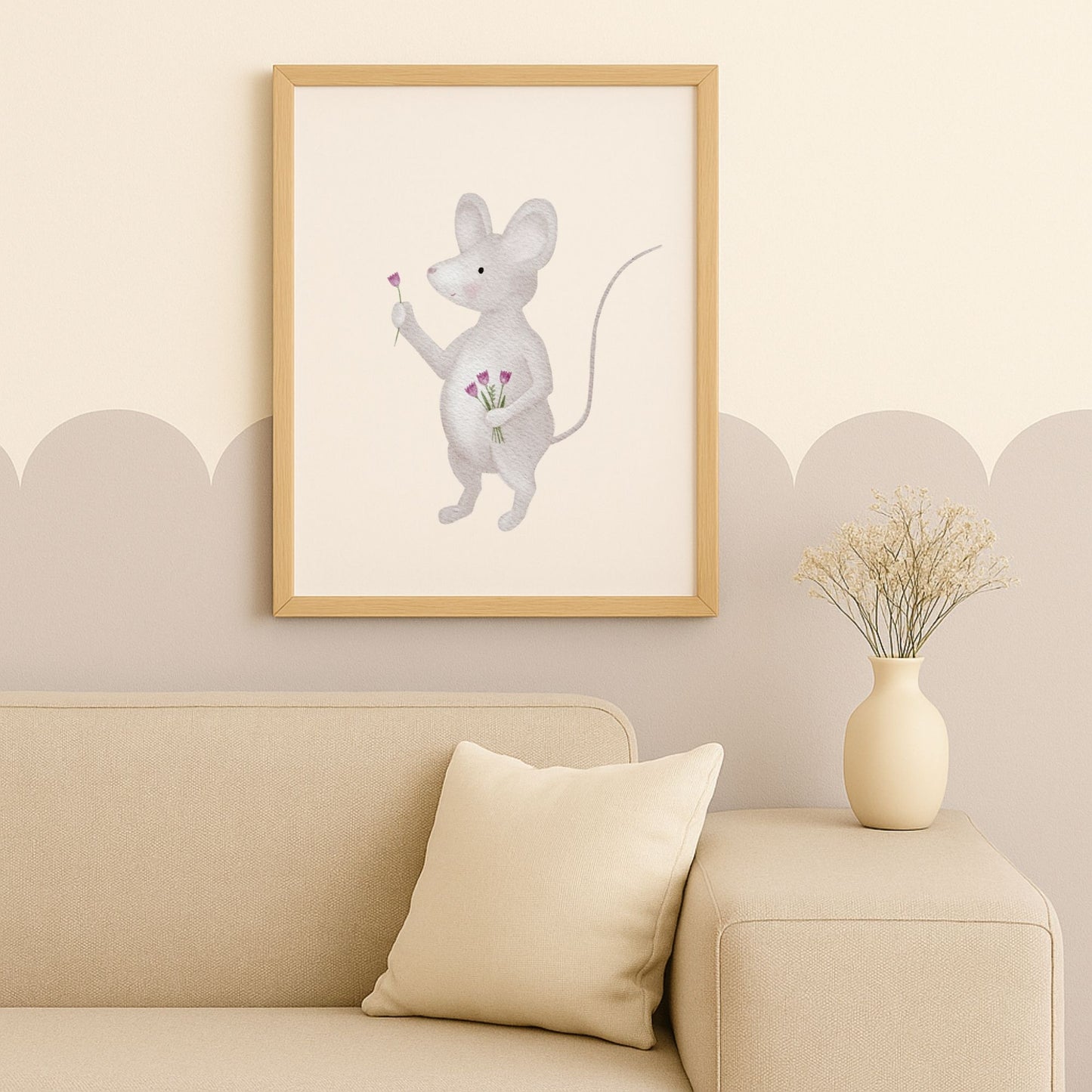 Poster "Maus mit Blumenstrauß"