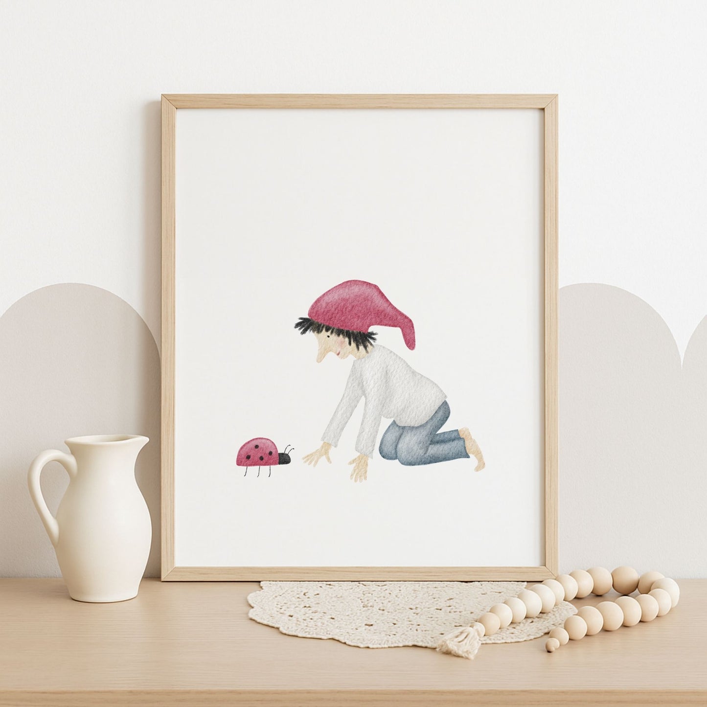 Poster "Glückszwerg mit Marienkäfer"