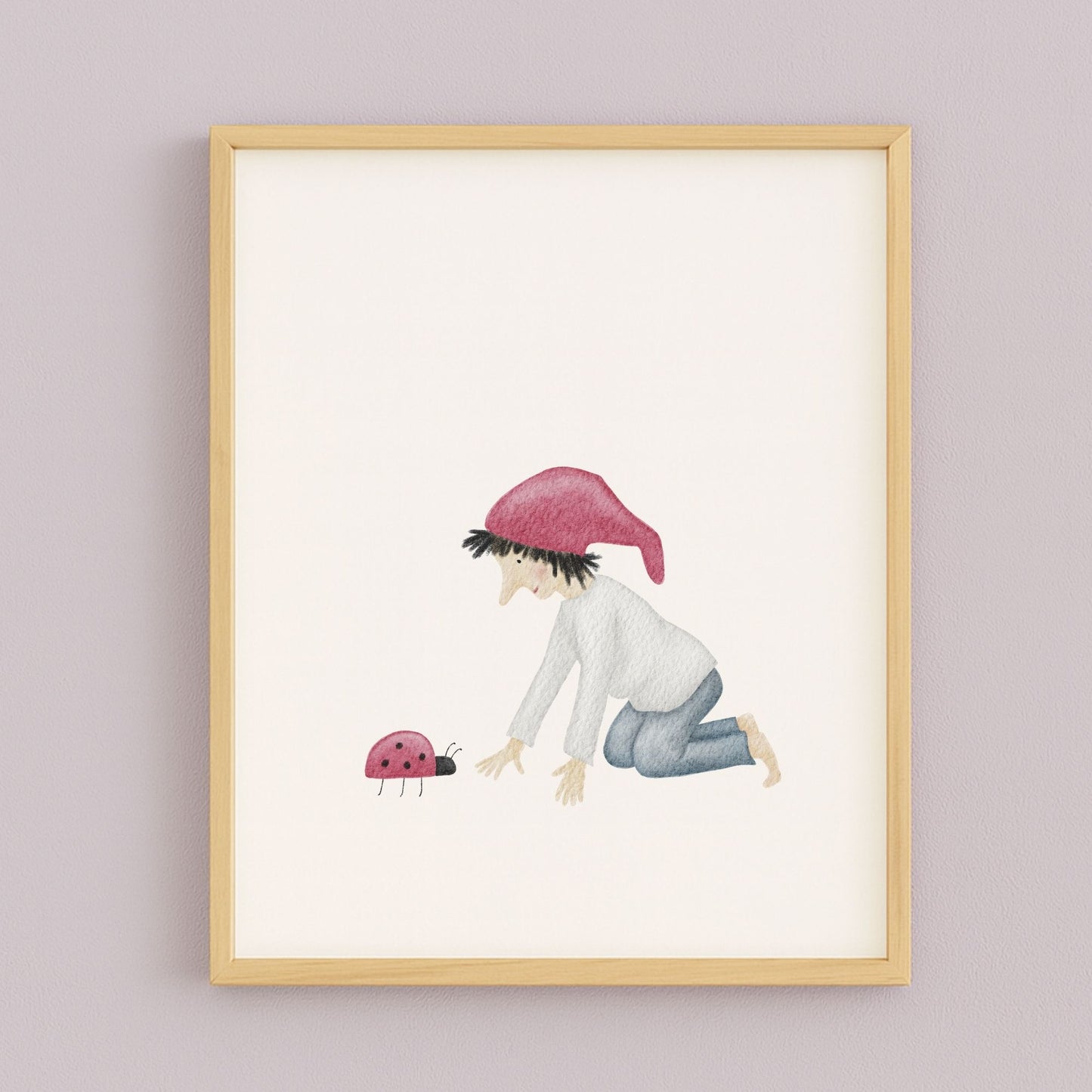 Poster "Glückszwerg mit Marienkäfer"