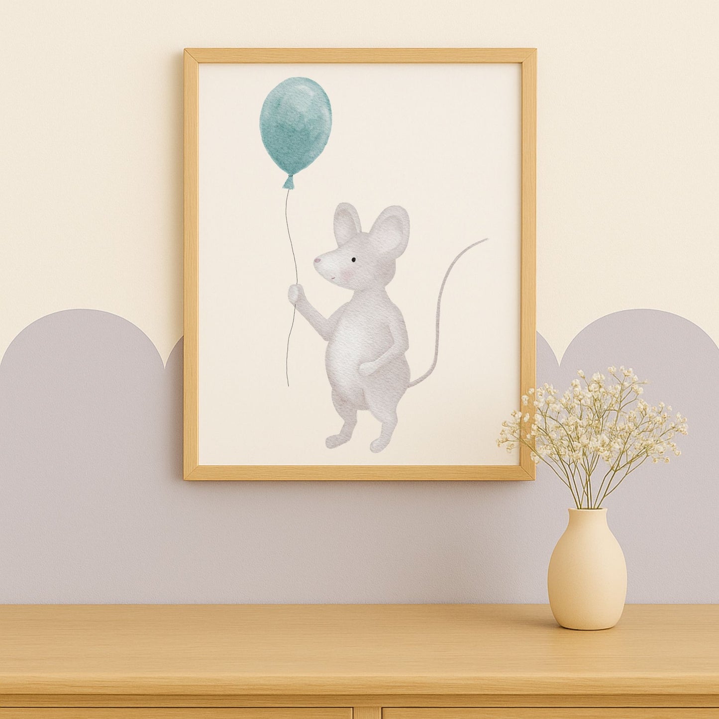 Poster "kleine Maus mit Luftballon"