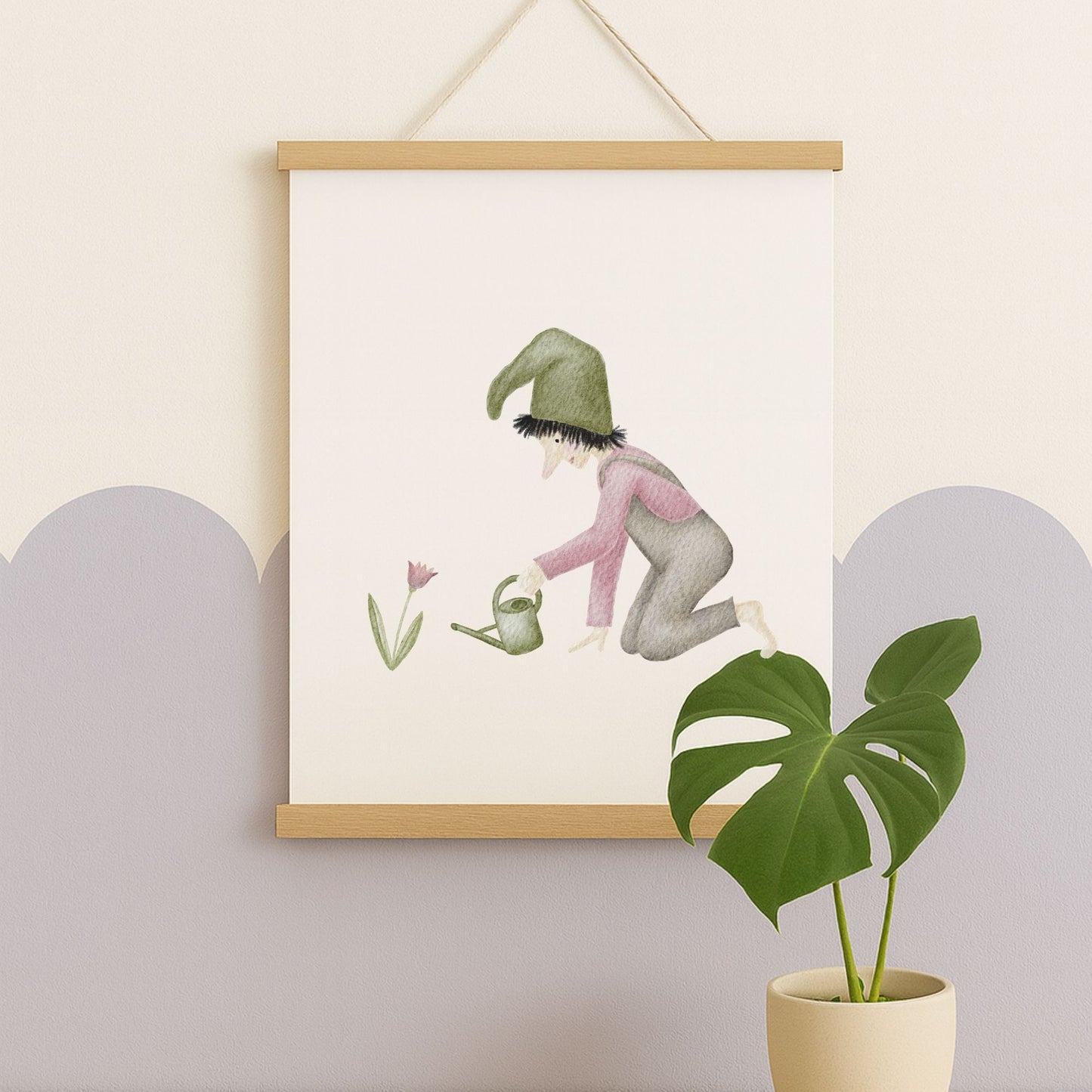 Poster "Zwerg mit Gießkanne"