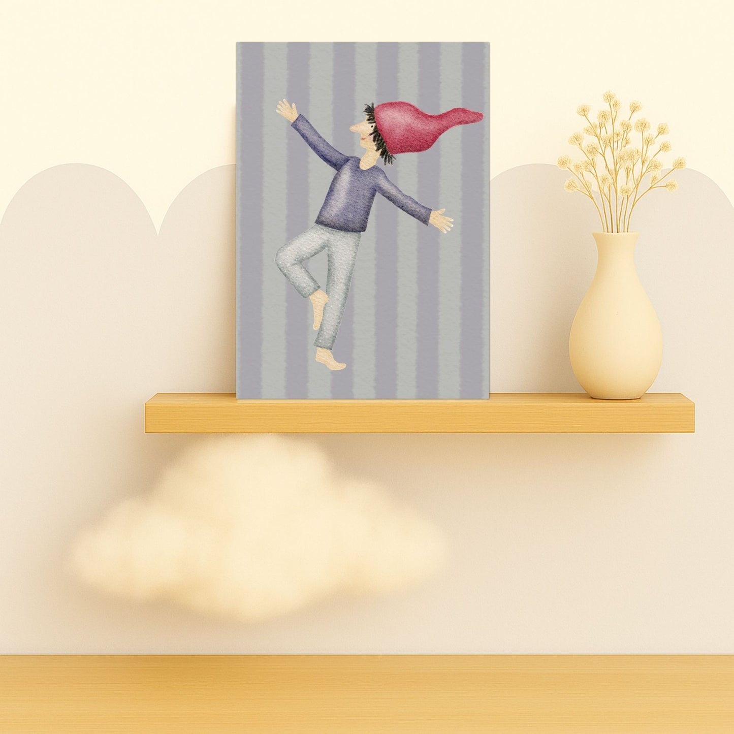 Grußkarten Set 10 Stück – Zwergenumarmung | handillustrierte Karten A6/A5 | Streifen-Motiv & liebevoller Gruß