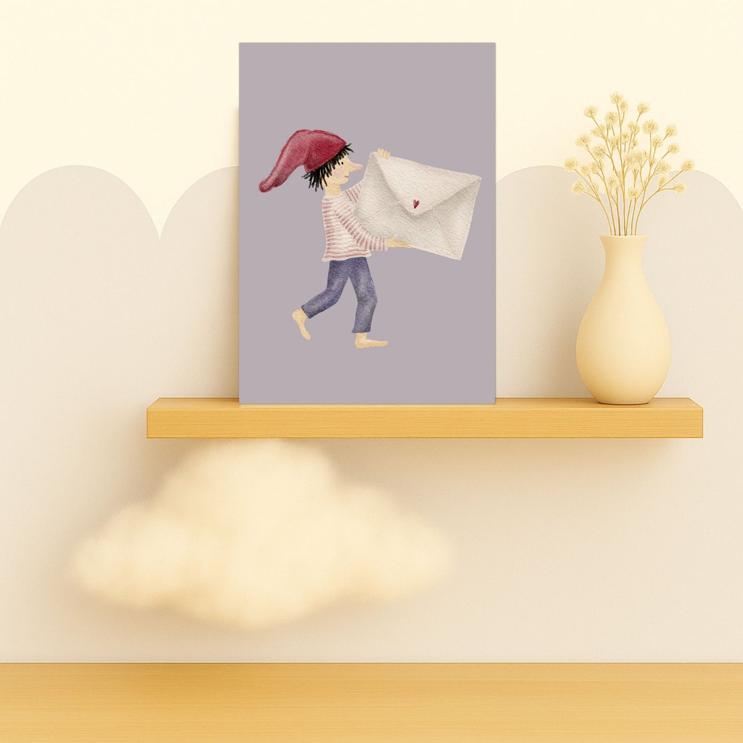 Grußkarten Set 10 Stück – „Zwergenpost“ | handillustrierte Karten A6/A5 | Motiv Zwerg mit Briefumschlag & liebevolle Grüße