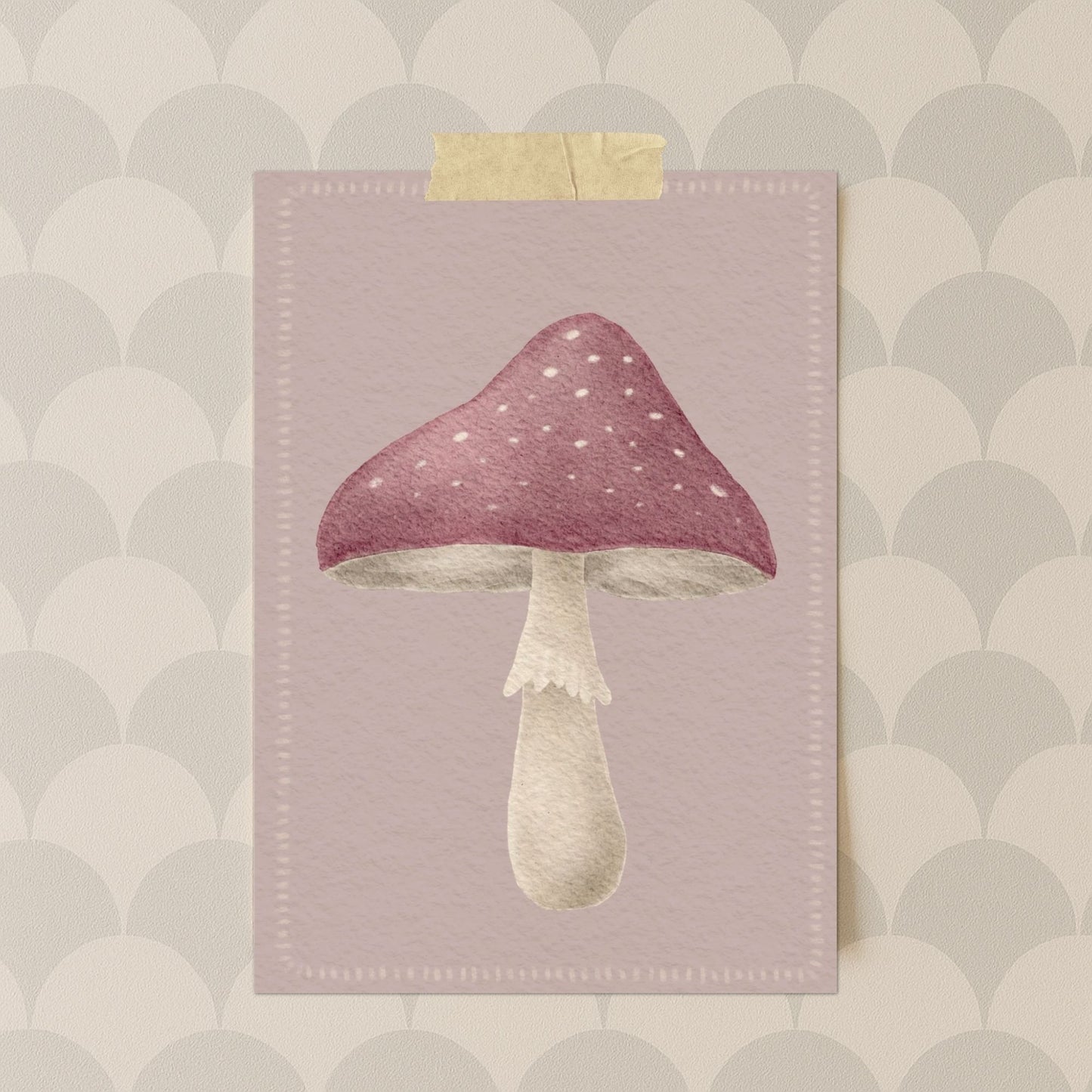 Grußkarten Set 10 Stück – "zarter Fliegenpilz" altrosa | handillustrierte Postkarten A6/A5 | Waldmotiv & Glückwünsche