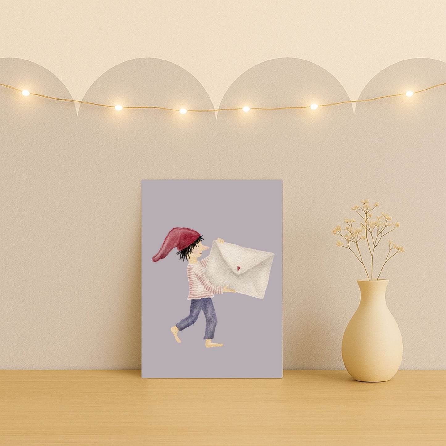 Grußkarten Set 10 Stück – „Zwergenpost“ | handillustrierte Karten A6/A5 | Motiv Zwerg mit Briefumschlag & liebevolle Grüße