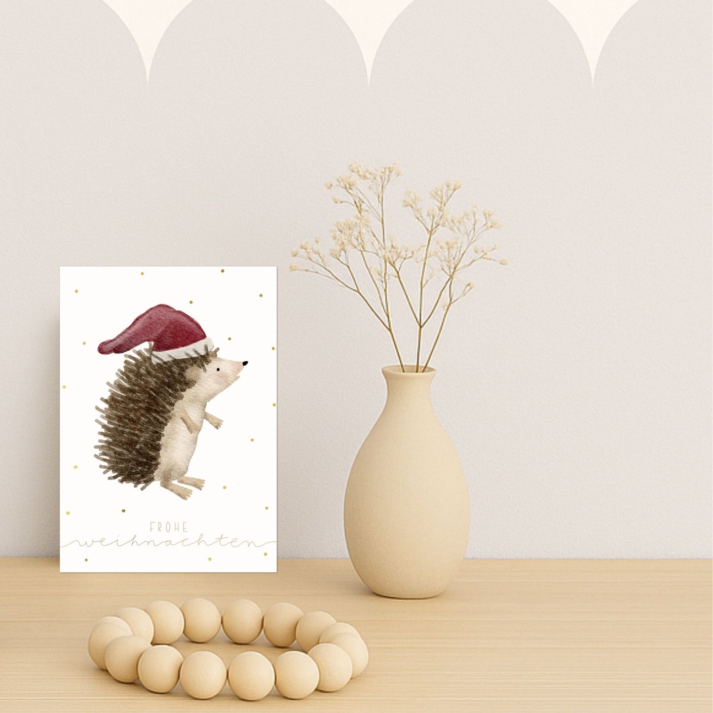 Weihnachtskarten Set 10 Stück  – Igel mit Weihnachtsmütze | liebevoll illustrierte Grußkarten A5/A6 | Motiv „Frohe Weihnachten“