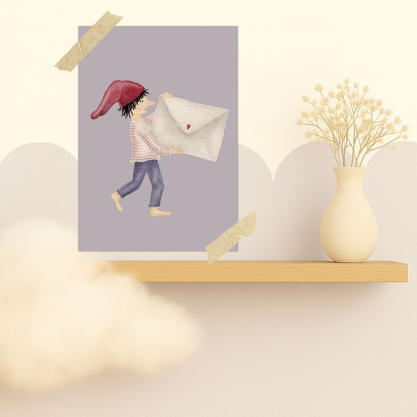 Grußkarten Set 10 Stück – „Zwergenpost“ | handillustrierte Karten A6/A5 | Motiv Zwerg mit Briefumschlag & liebevolle Grüße