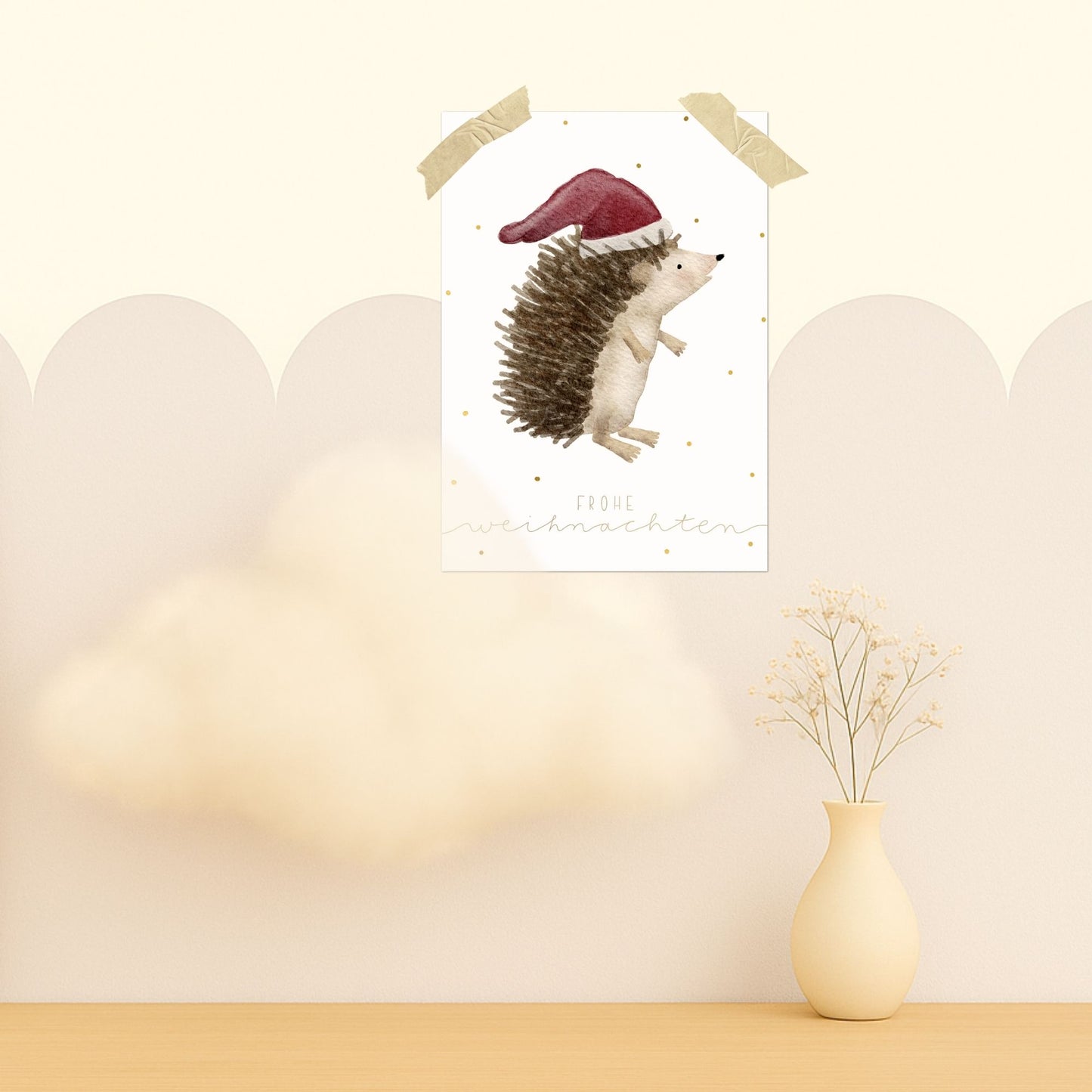 Weihnachtskarten Set 10 Stück  – Igel mit Weihnachtsmütze | liebevoll illustrierte Grußkarten A5/A6 | Motiv „Frohe Weihnachten“