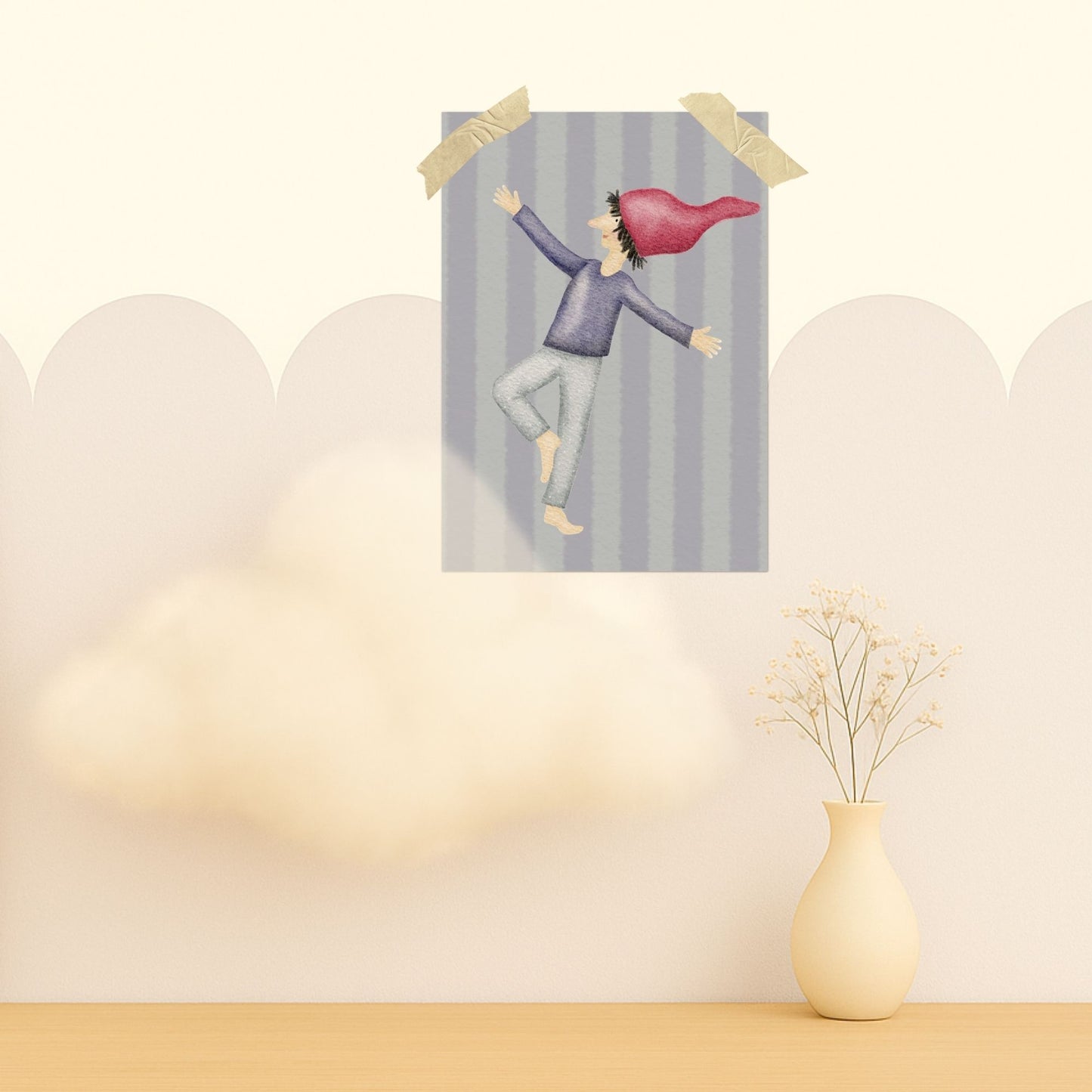 Grußkarten Set 10 Stück – Zwergenumarmung | handillustrierte Karten A6/A5 | Streifen-Motiv & liebevoller Gruß