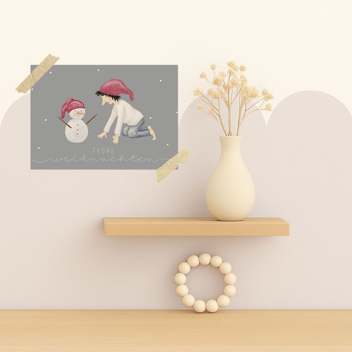 Weihnachtskarten Set 10 Stück – "Wichtel & Schneemann" | handillustrierte Grußkarten/Postkarten A5/A6 | Frohe Weihnachten