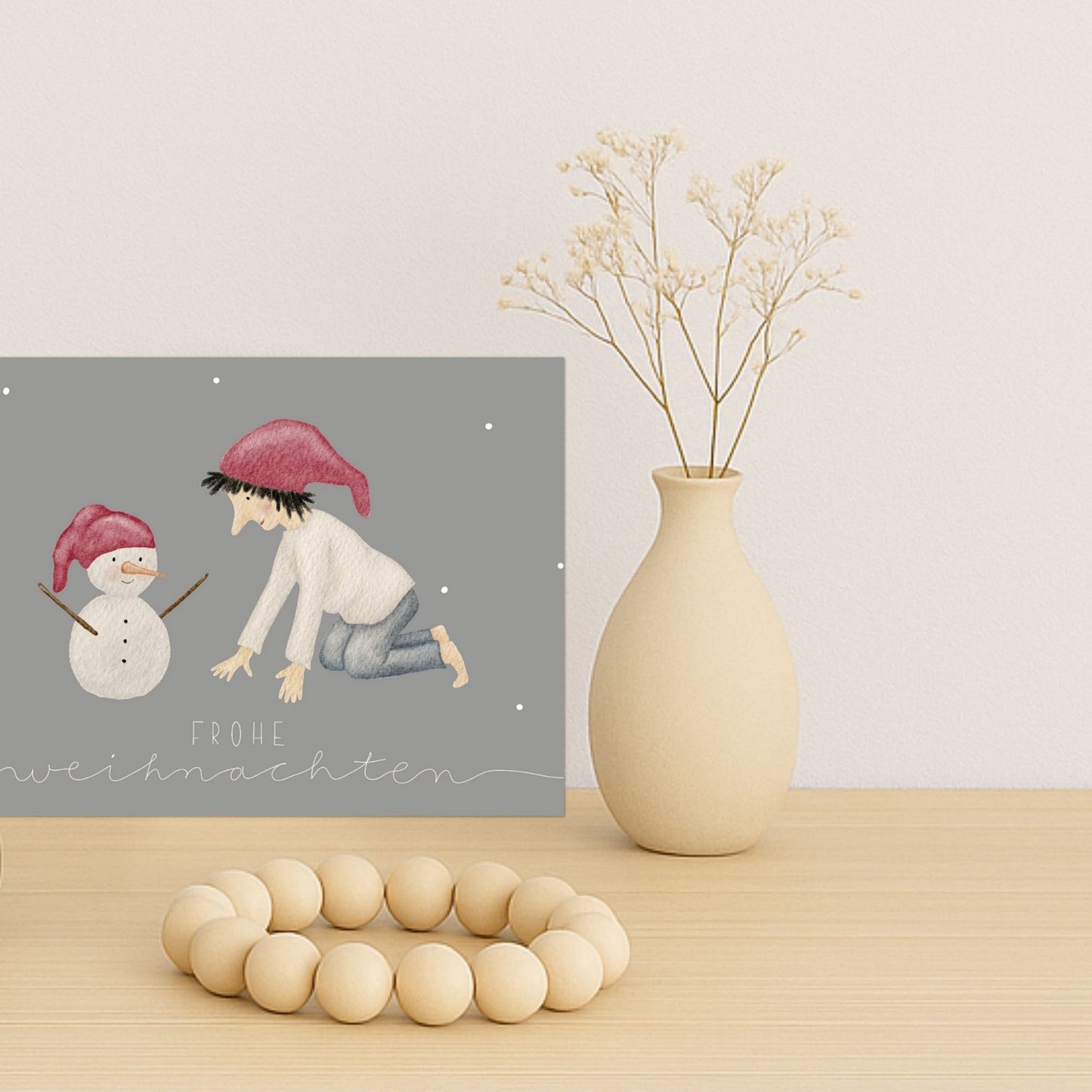 Weihnachtskarten Set 10 Stück – "Wichtel & Schneemann" | handillustrierte Grußkarten/Postkarten A5/A6 | Frohe Weihnachten