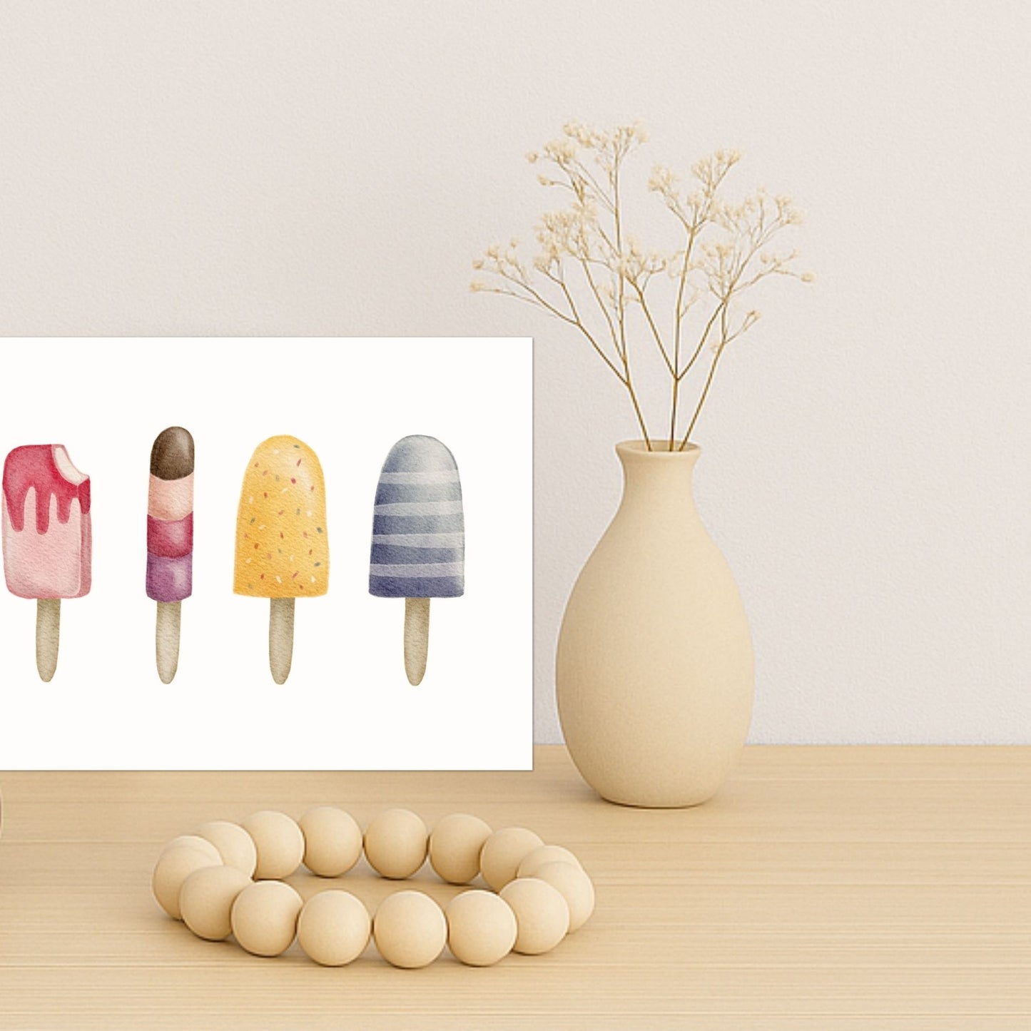 Grußkarten Set 10 Stück – "Eis am Stiel" | liebevoll illustrierte Postkarten A5/A6 | Sommergruß