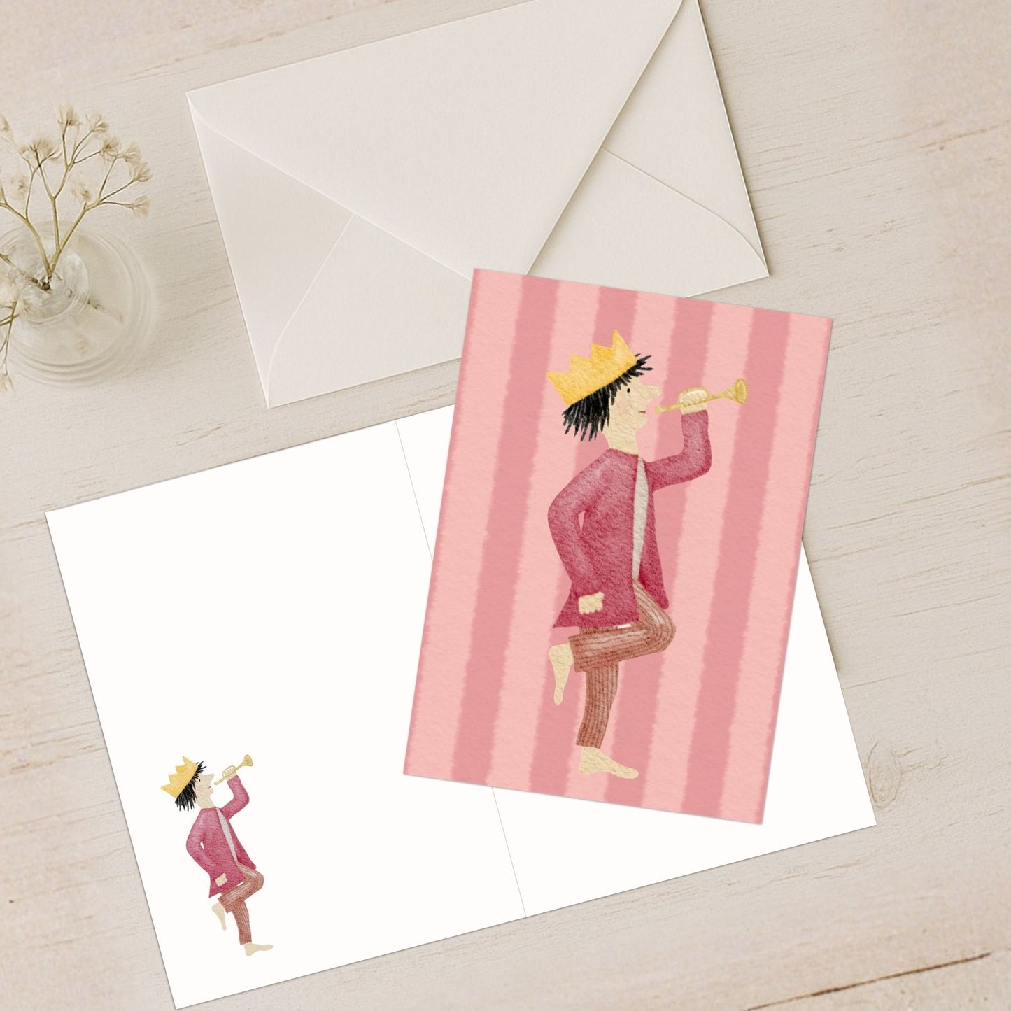 Grußkarten Set 10 Stück – "Geburtstagskönig" | handillustrierte Karten A6/A5 | Geburtstagsgruß mit Krone