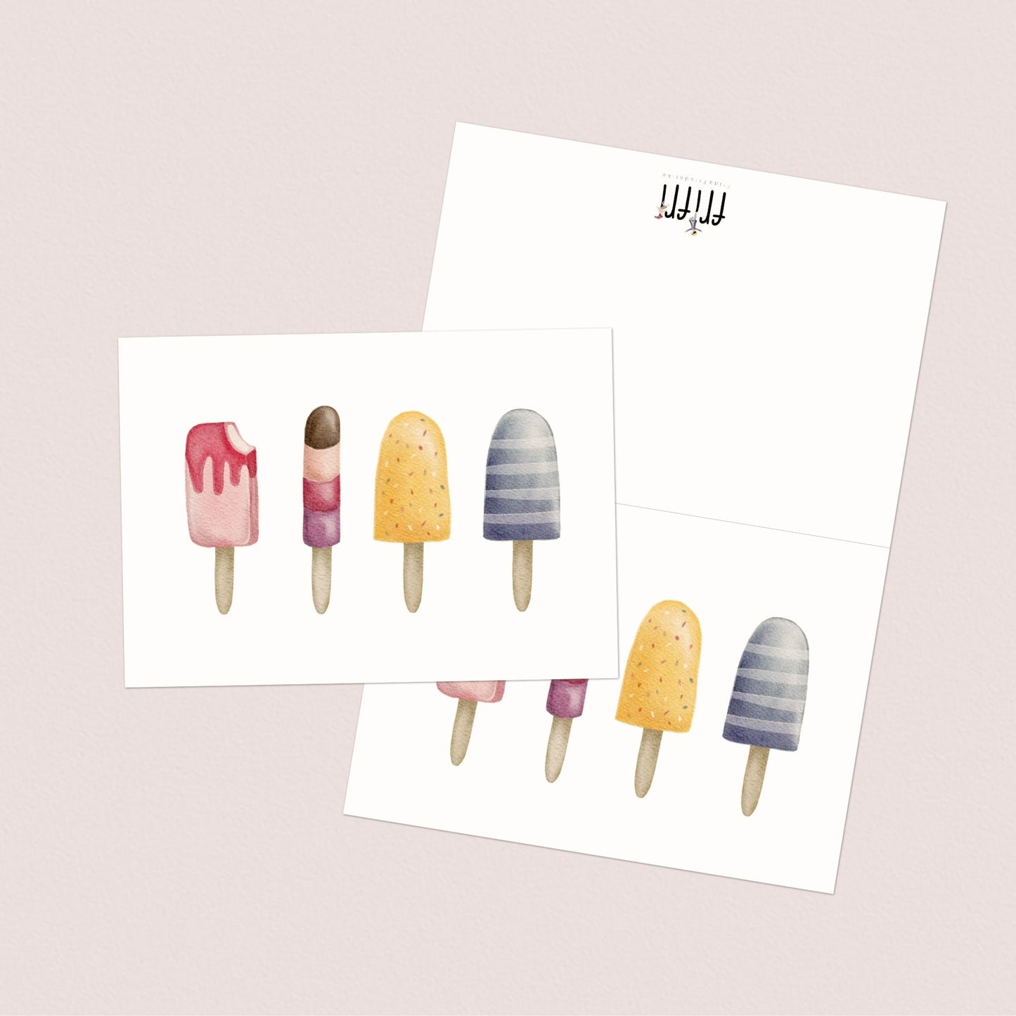 Grußkarten Set 10 Stück – "Eis am Stiel" | liebevoll illustrierte Postkarten A5/A6 | Sommergruß