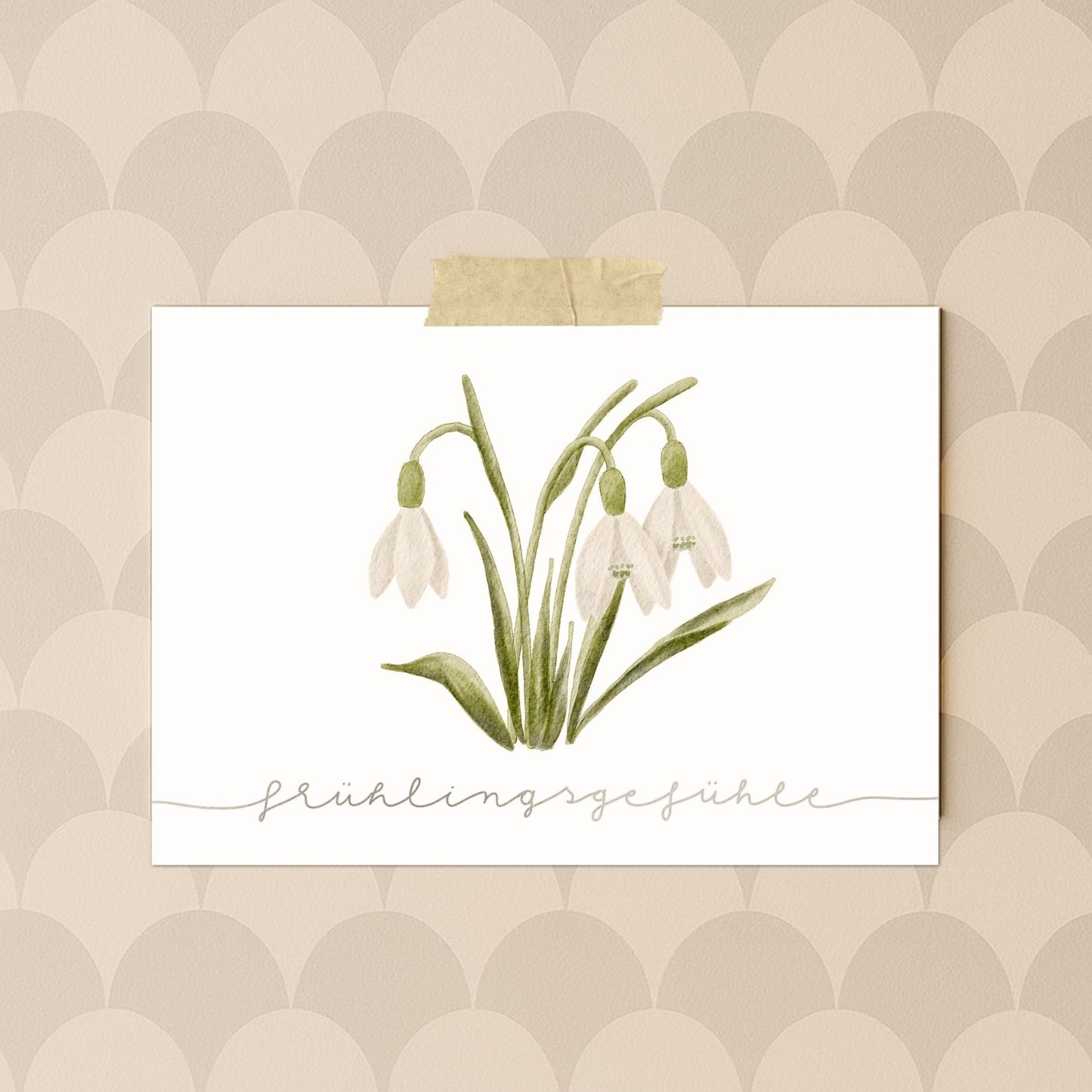 Grußkarten Set (10 Stück) "Frühlingsgefühle" | handillustrierte Karten A6/A5 mit zarten Schneeglöckchen