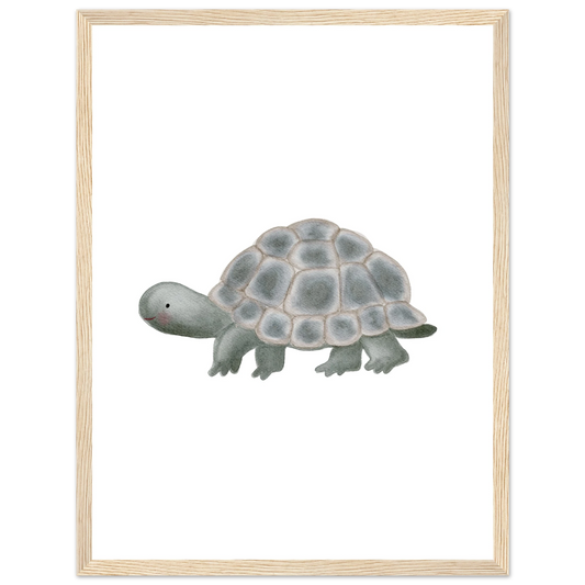 Handillustriertes Schildkröte Poster fürs Kinderzimmer, Symbol für Geduld und Vertrauen ins eigene Tempo, minimalistisches Wandbild