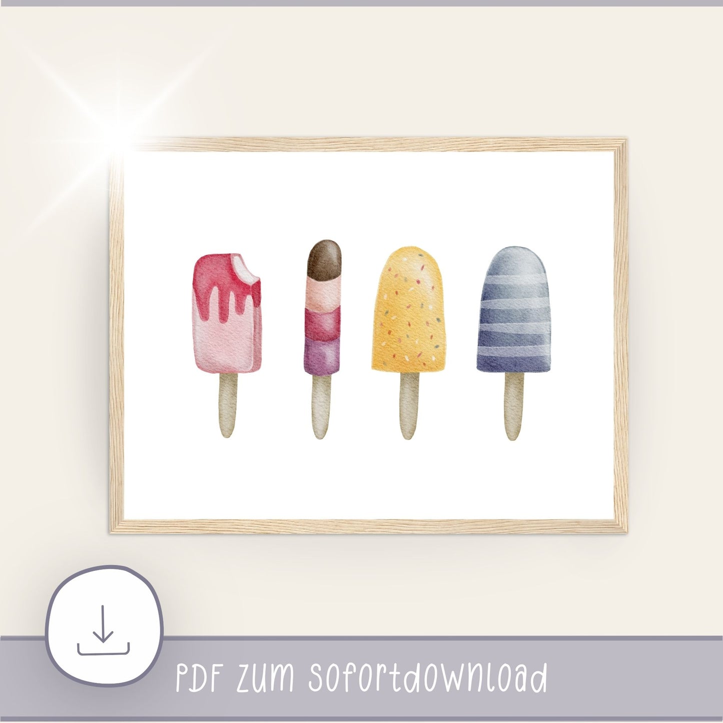 Eis am Stiel Poster als digitale Datei zum Selbstausdrucken
